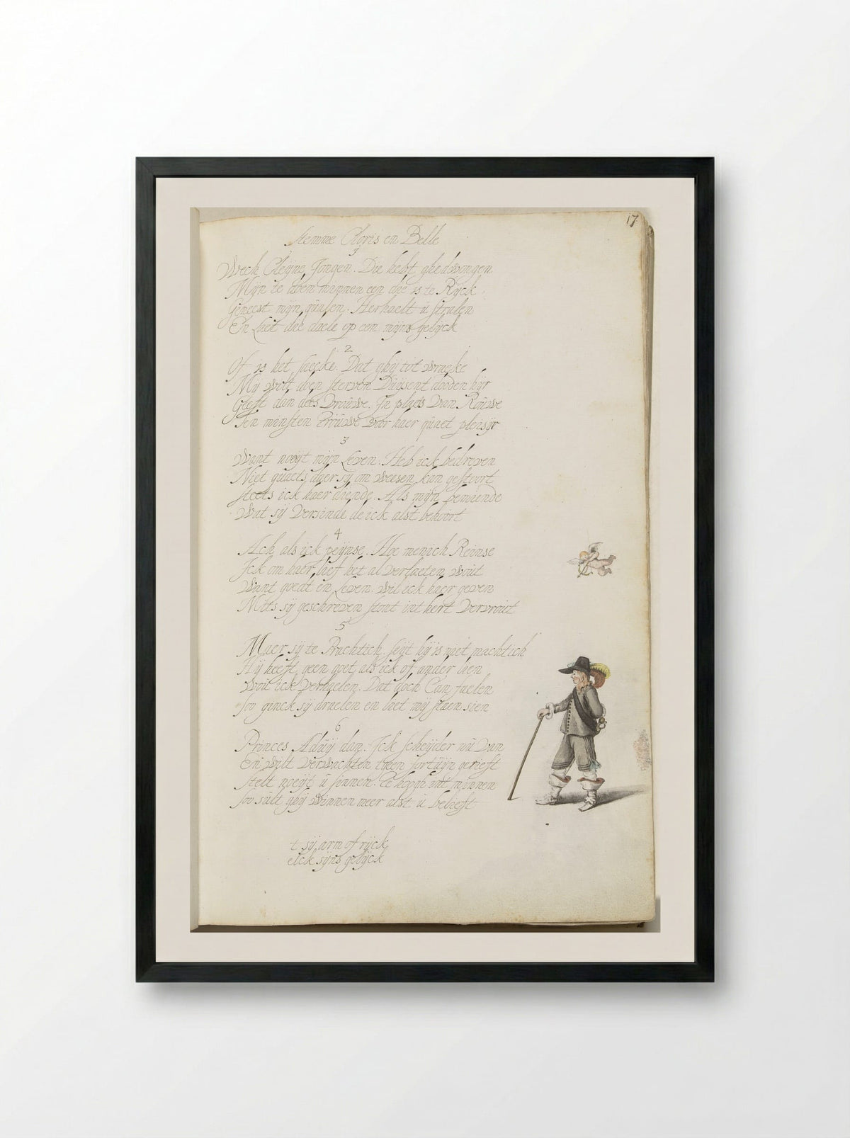 Heer en Cupido - Gesina ter Borch - Framed Print Black