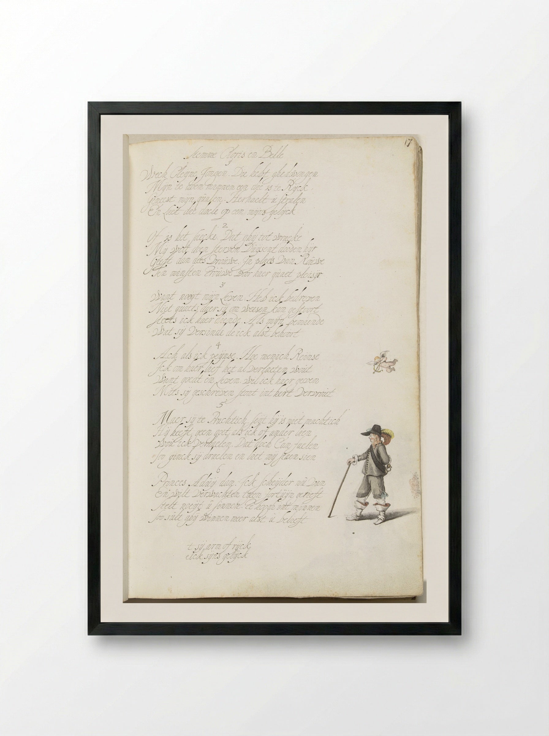 Heer en Cupido - Gesina ter Borch - Framed Print Black