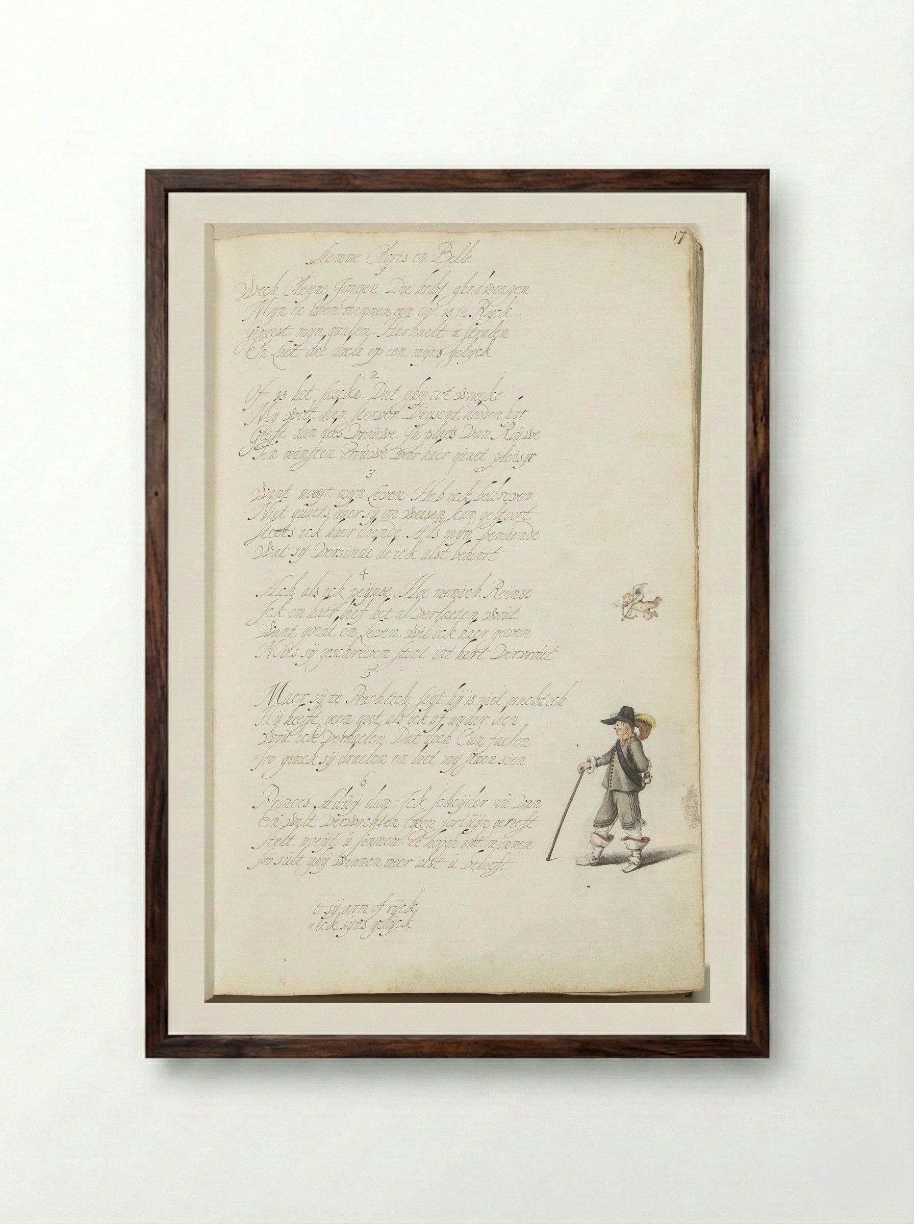Heer en Cupido - Gesina ter Borch - Framed Print Dark Wood