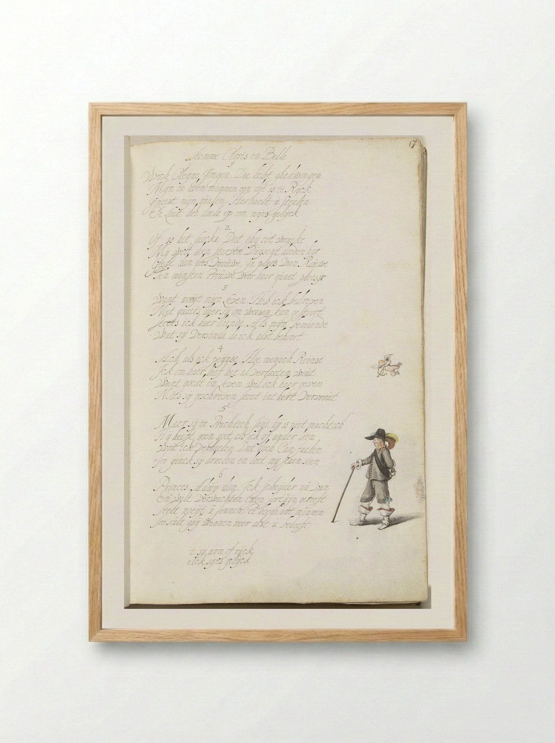 Heer en Cupido - Gesina ter Borch - Framed Print Wood