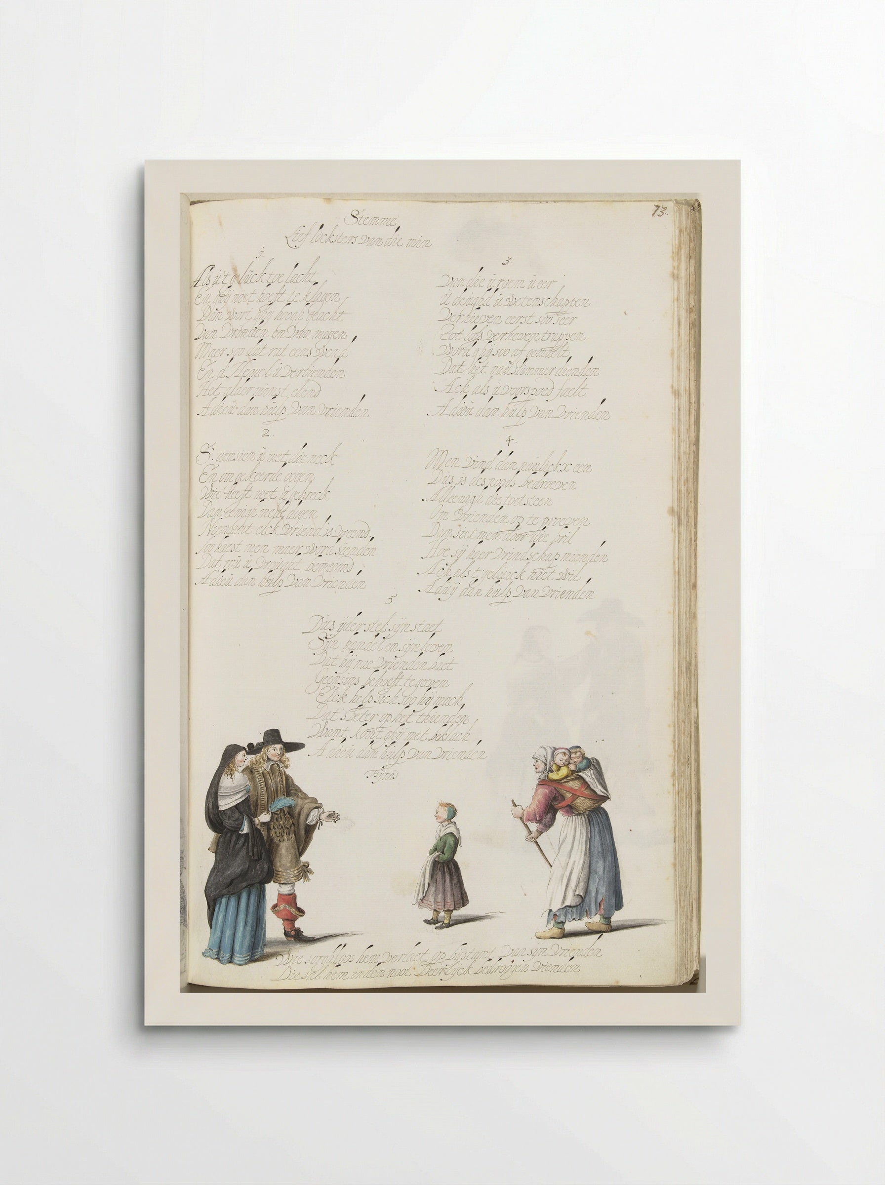 Heer en een dame staand voor een arme moeder en haar kinderen - Gesina ter Borch - Poster