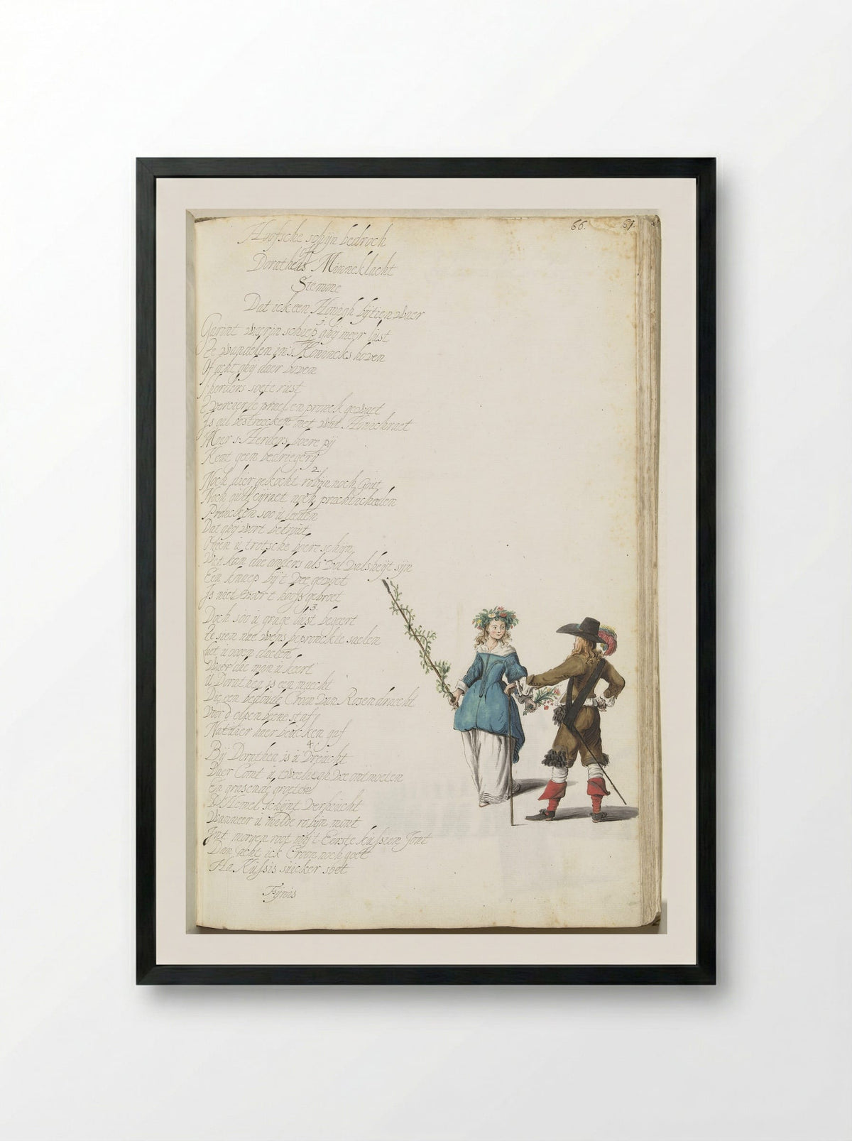 Heer en herderin in gesprek - Gesina ter Borch - Framed Print Black