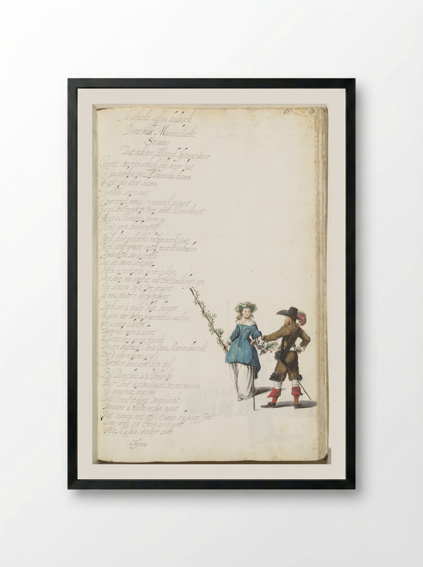Heer en herderin in gesprek - Gesina ter Borch - Framed Print Black