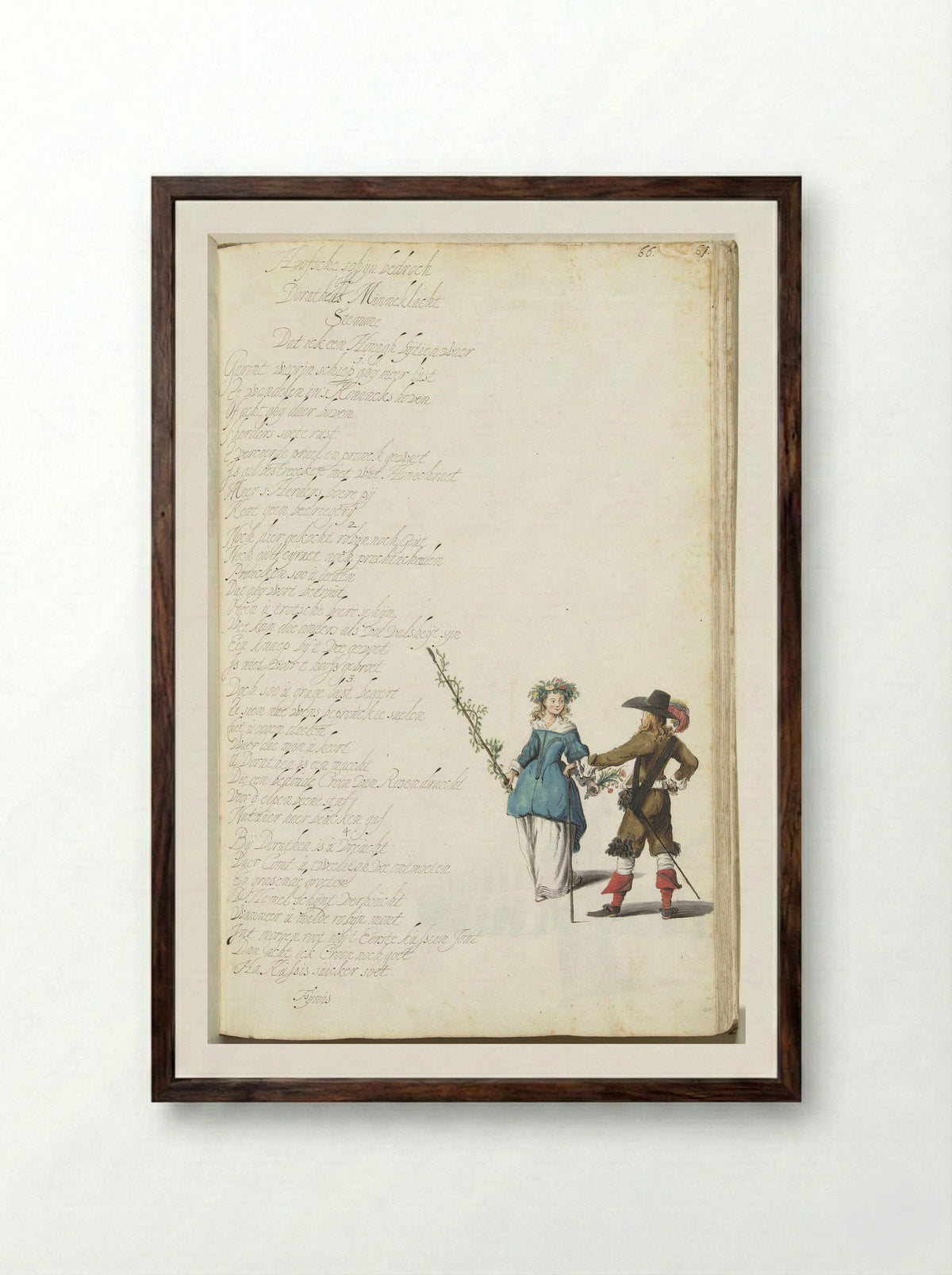 Heer en herderin in gesprek - Gesina ter Borch - Framed Print Dark Wood