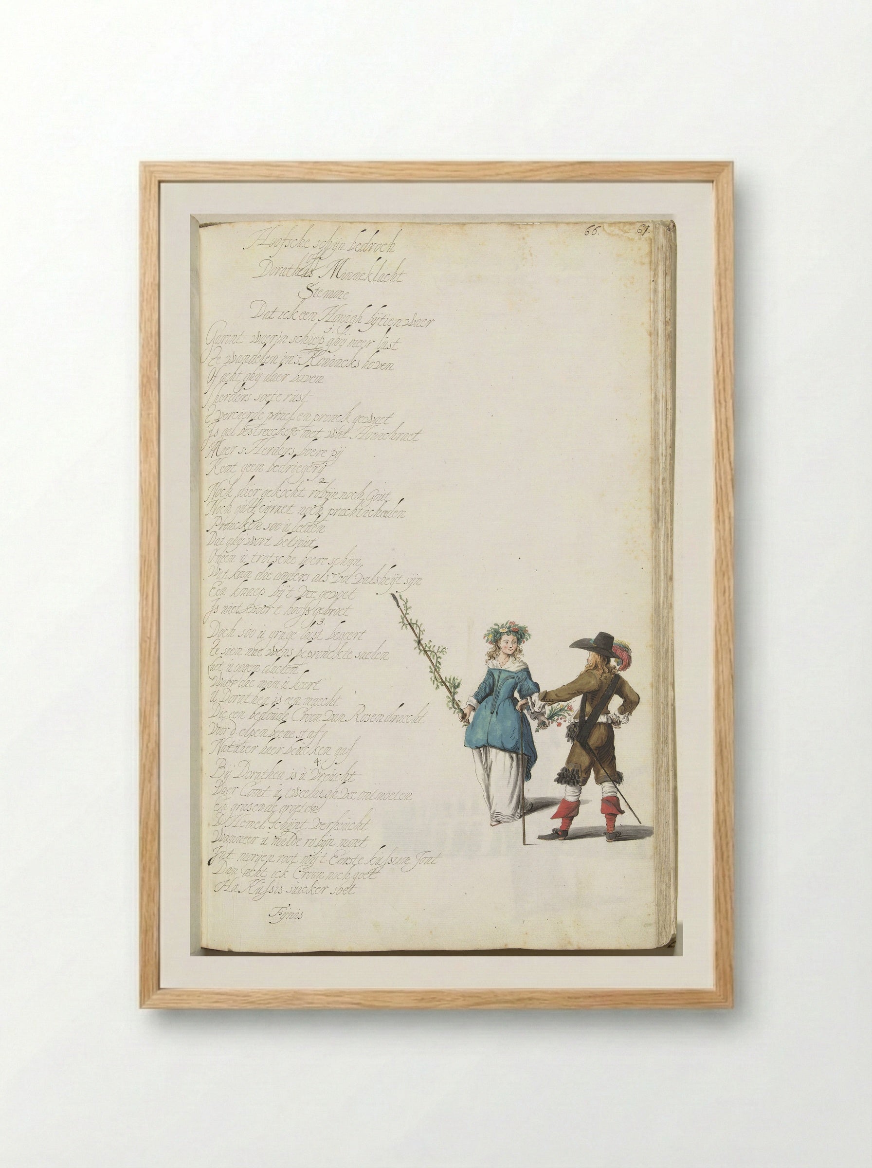 Heer en herderin in gesprek - Gesina ter Borch - Framed Print Wood