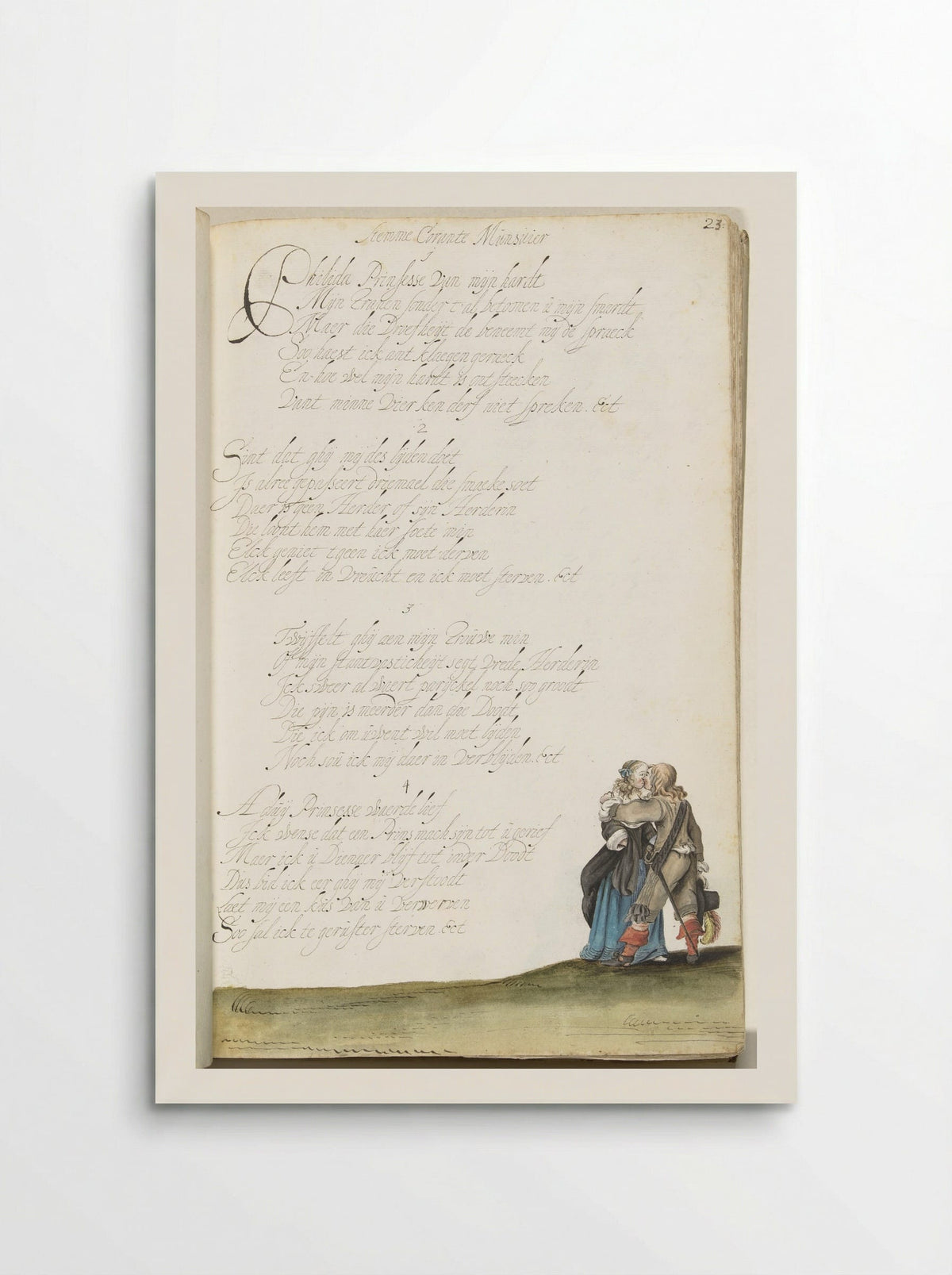 Heer en jongedame in een omhelzing - Gesina ter Borch - Poster