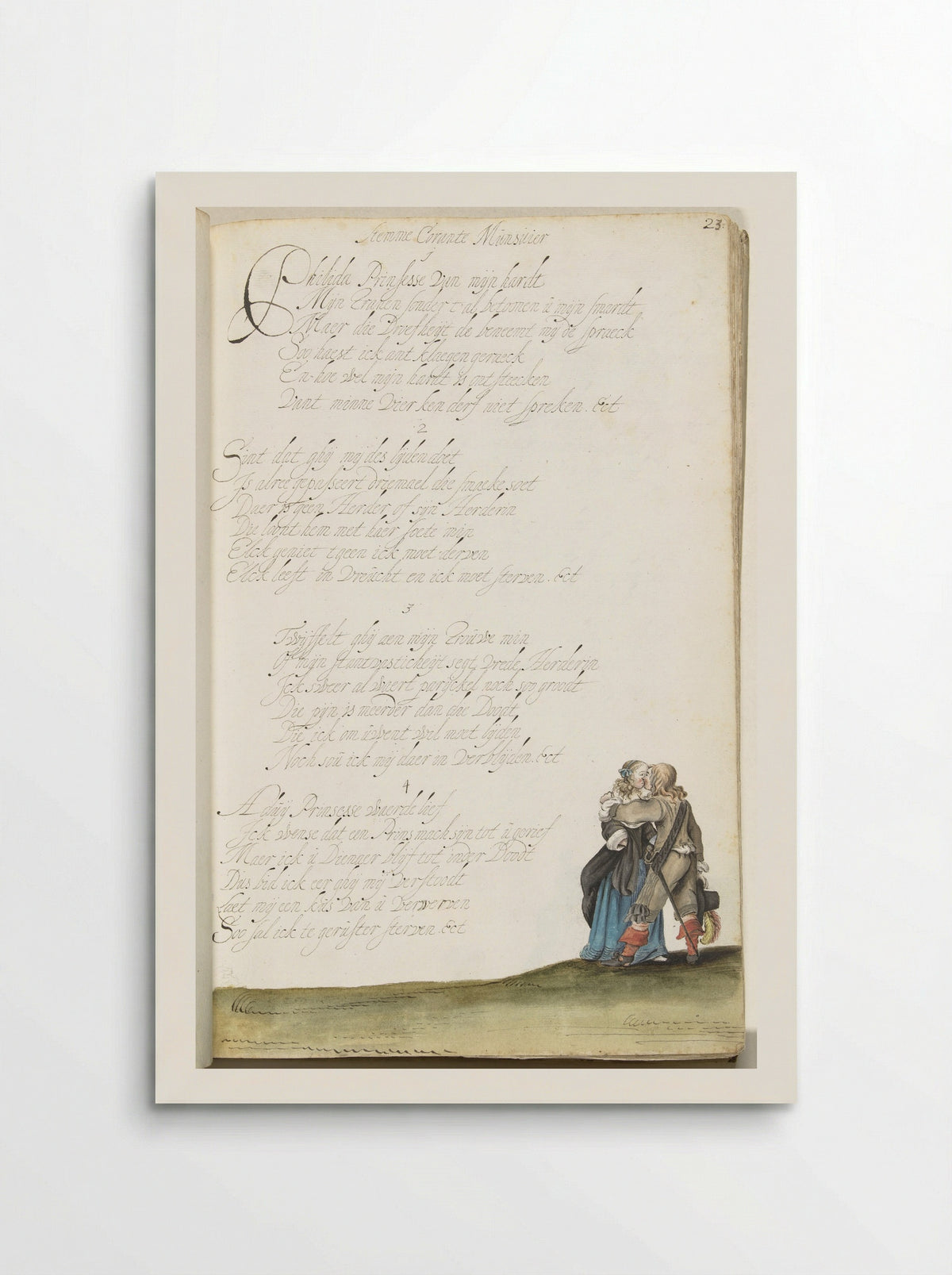 Heer en jongedame in een omhelzing - Gesina ter Borch - Poster