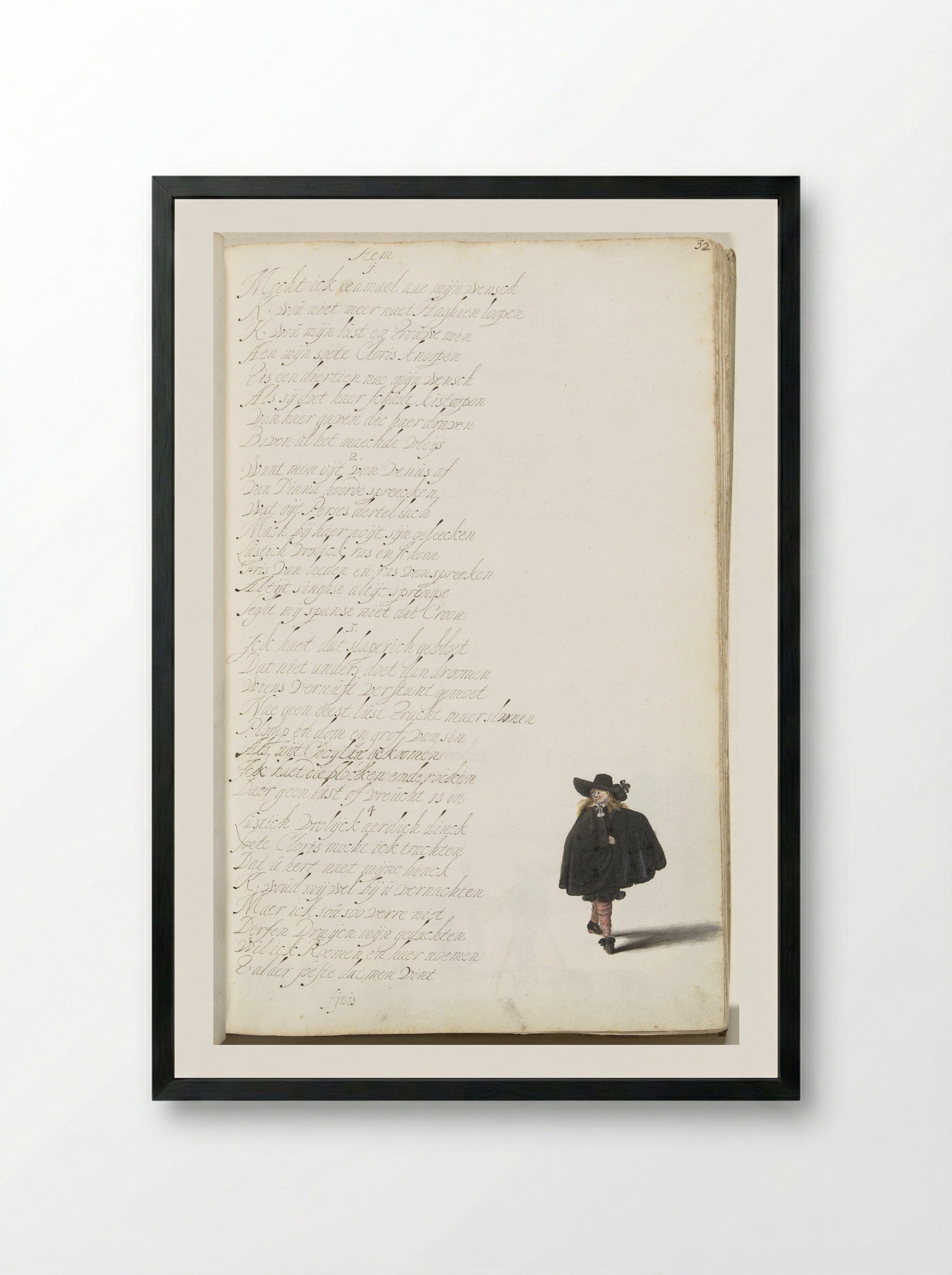 Heer in cape (Gentleman in a Cape) - Gesina ter Borch - Framed Print Black