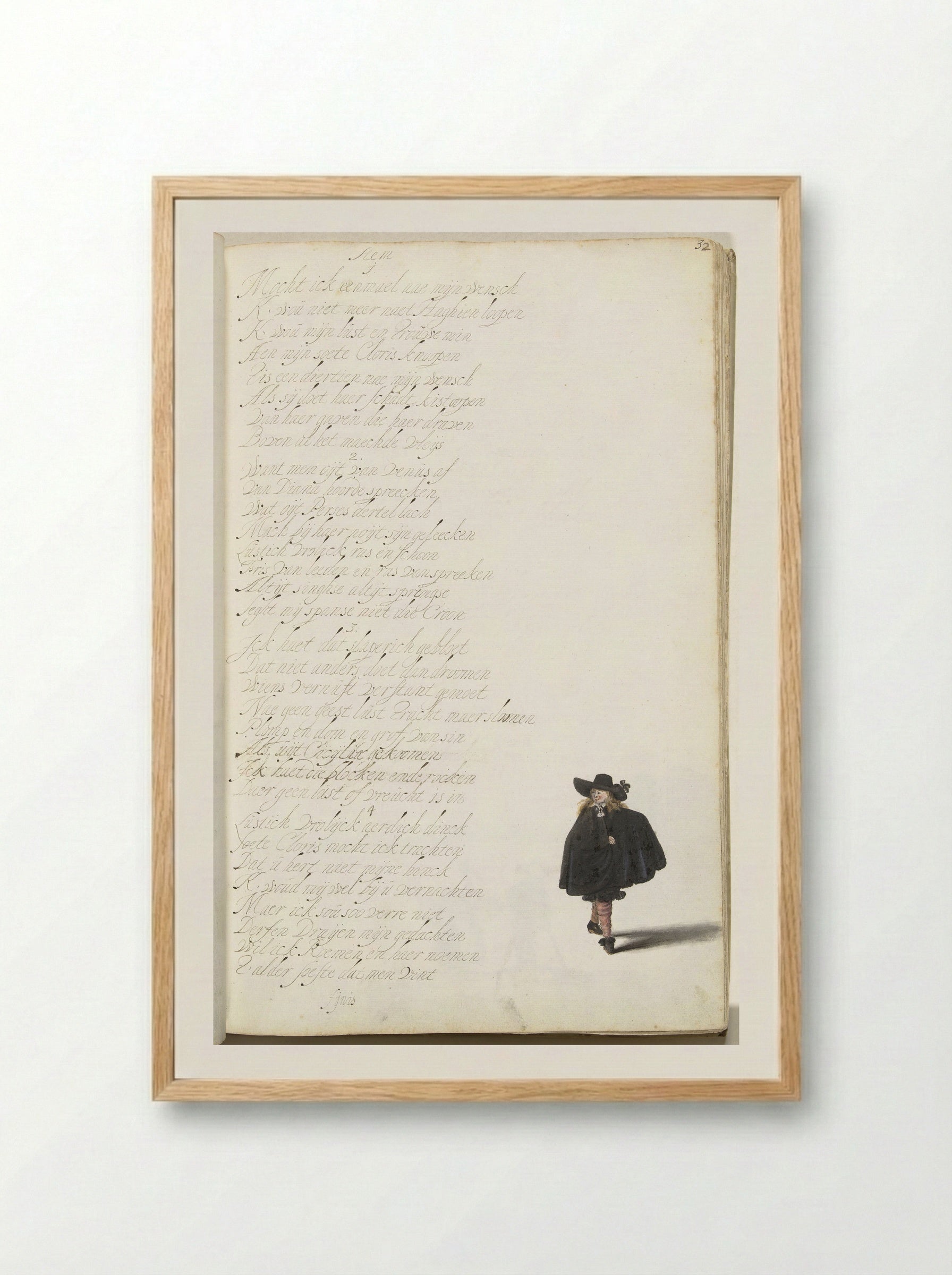 Heer in cape (Gentleman in a Cape) - Gesina ter Borch - Framed Print Wood