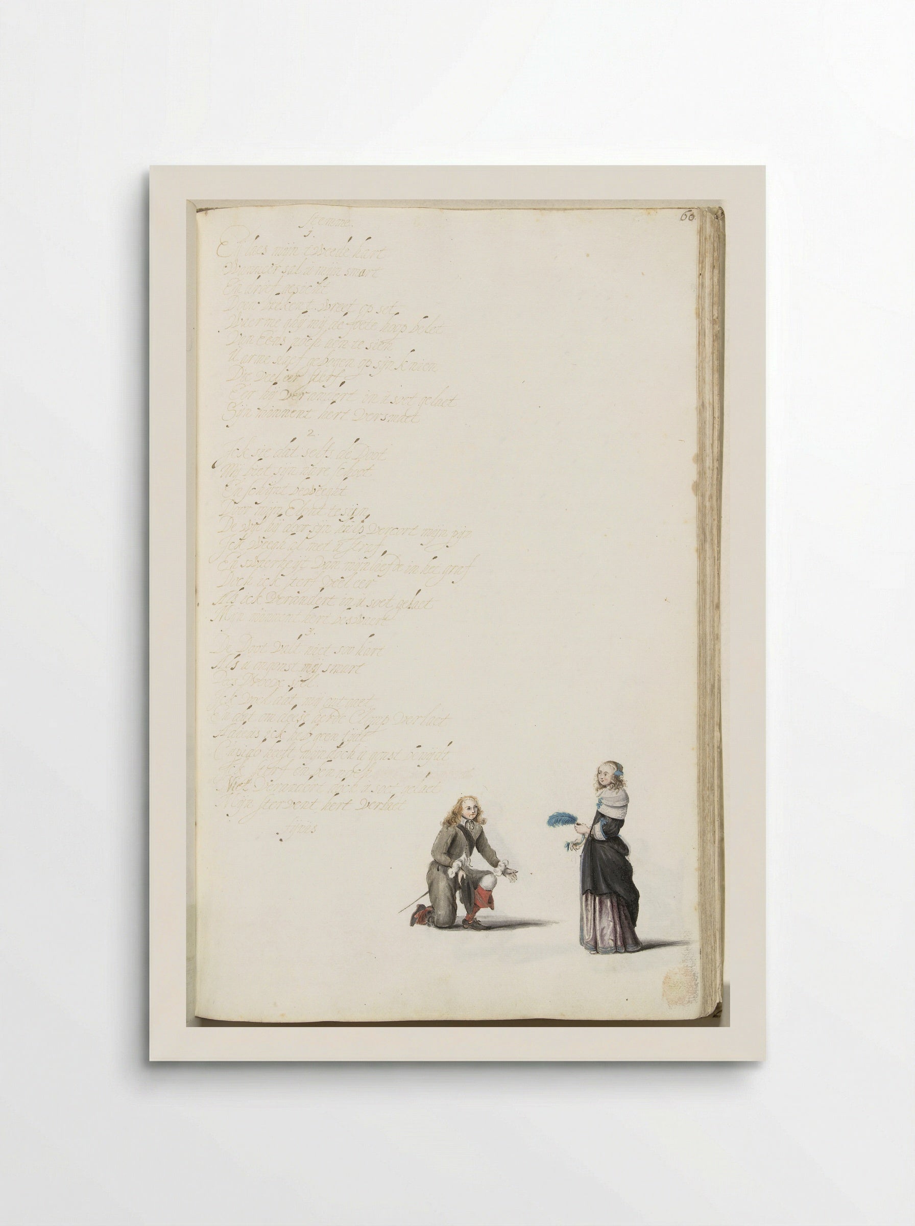 Heer knielend voor een dame - Gesina ter Borch - Poster