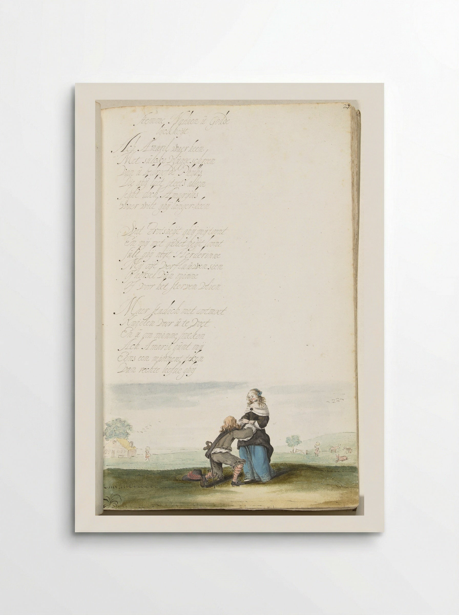Heer knielend voor een jongedame - Gesina ter Borch - Poster
