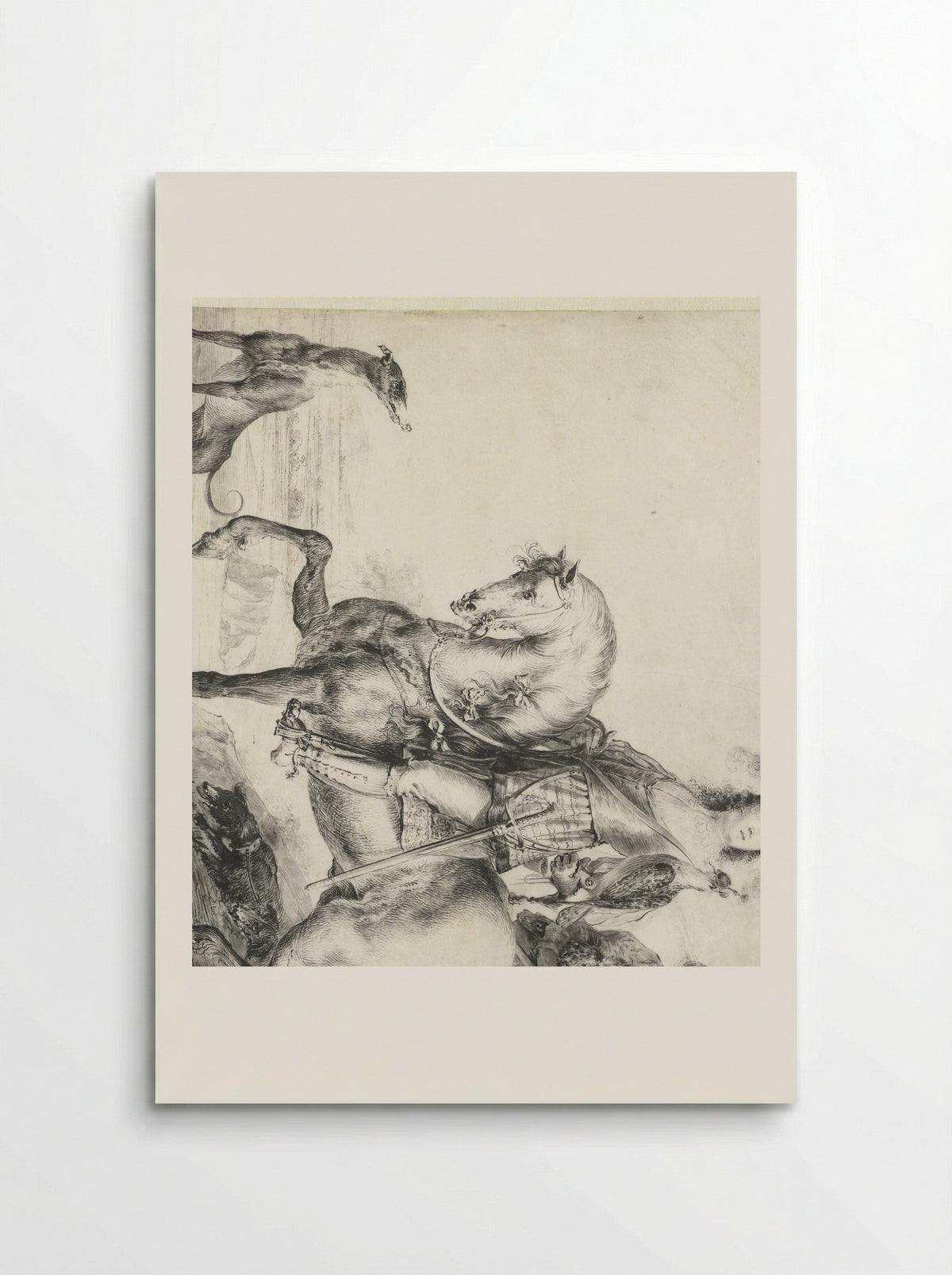 Heer te paard op valkenjacht - Pieter Rottermondt - Poster