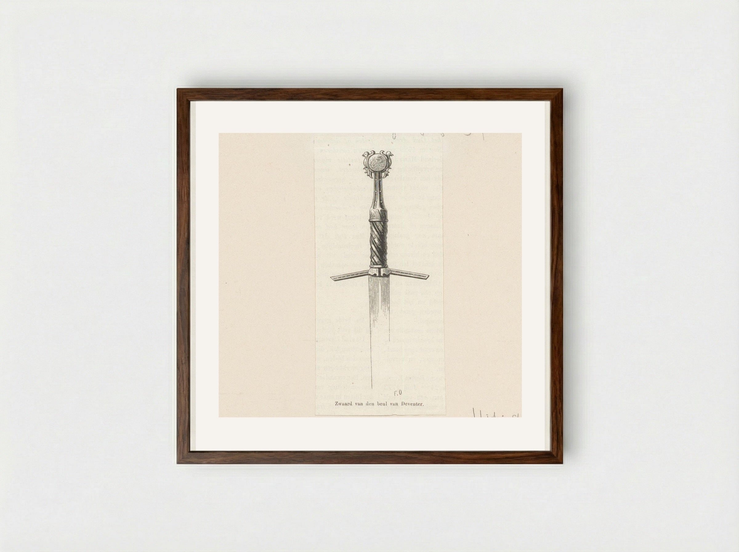 Heft van het zwaard van de beul van Deventer - David van der Kellen - Framed Print Dark Wood