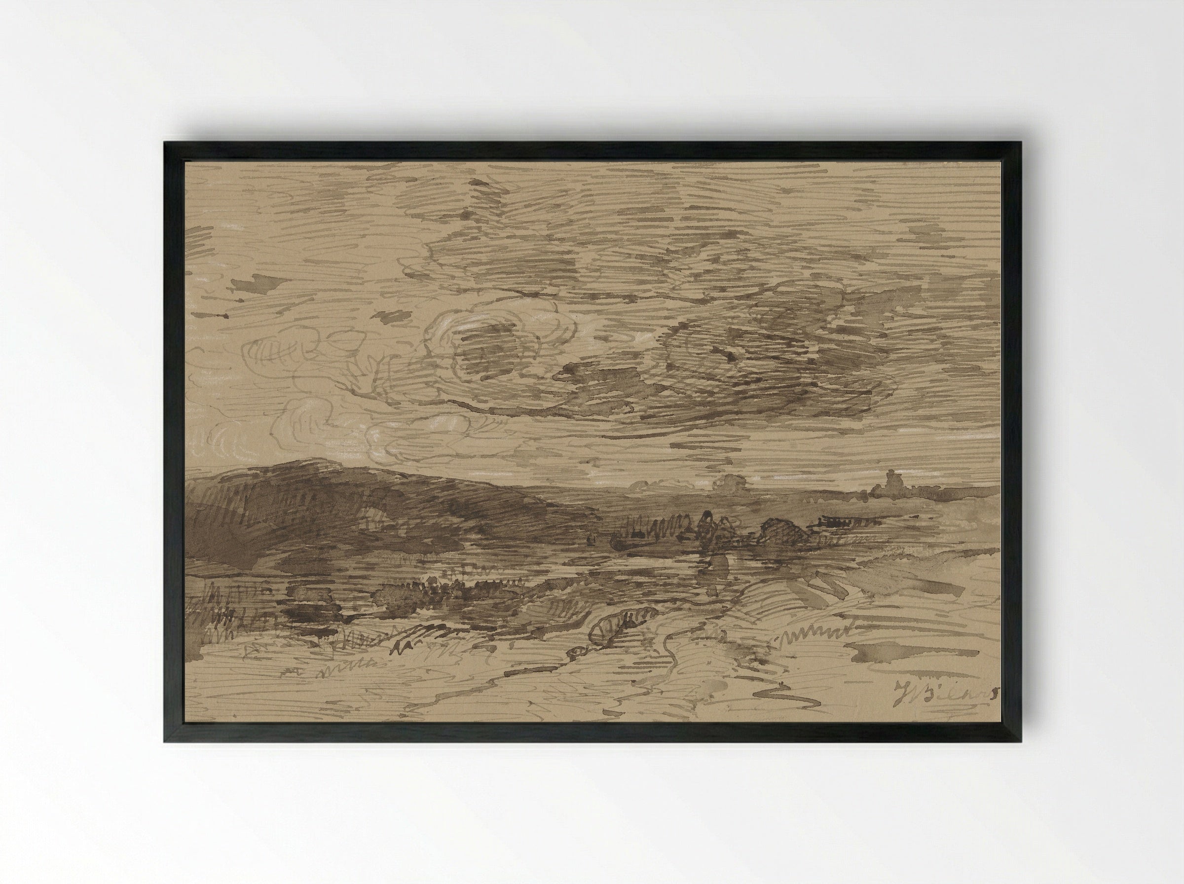 Heide in Drente - Johannes Warnardus Bilders - Framed Print Black