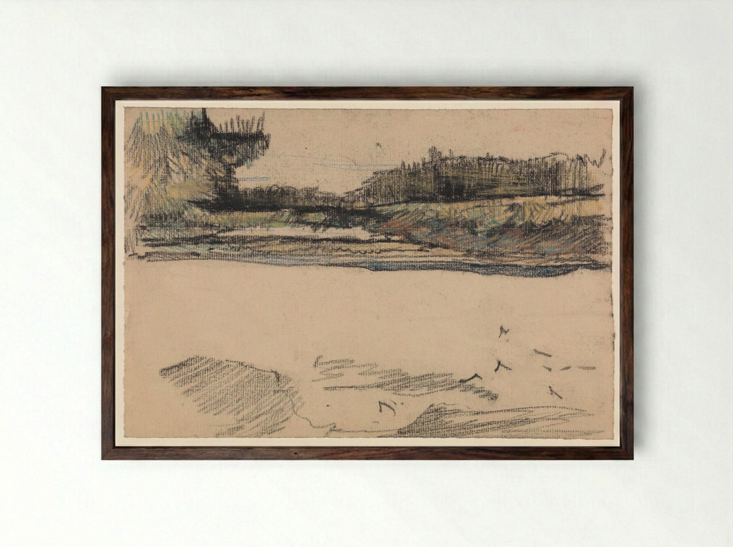 Heidelandschap (Heathland) - Edzard Koning - Framed Print Dark Wood