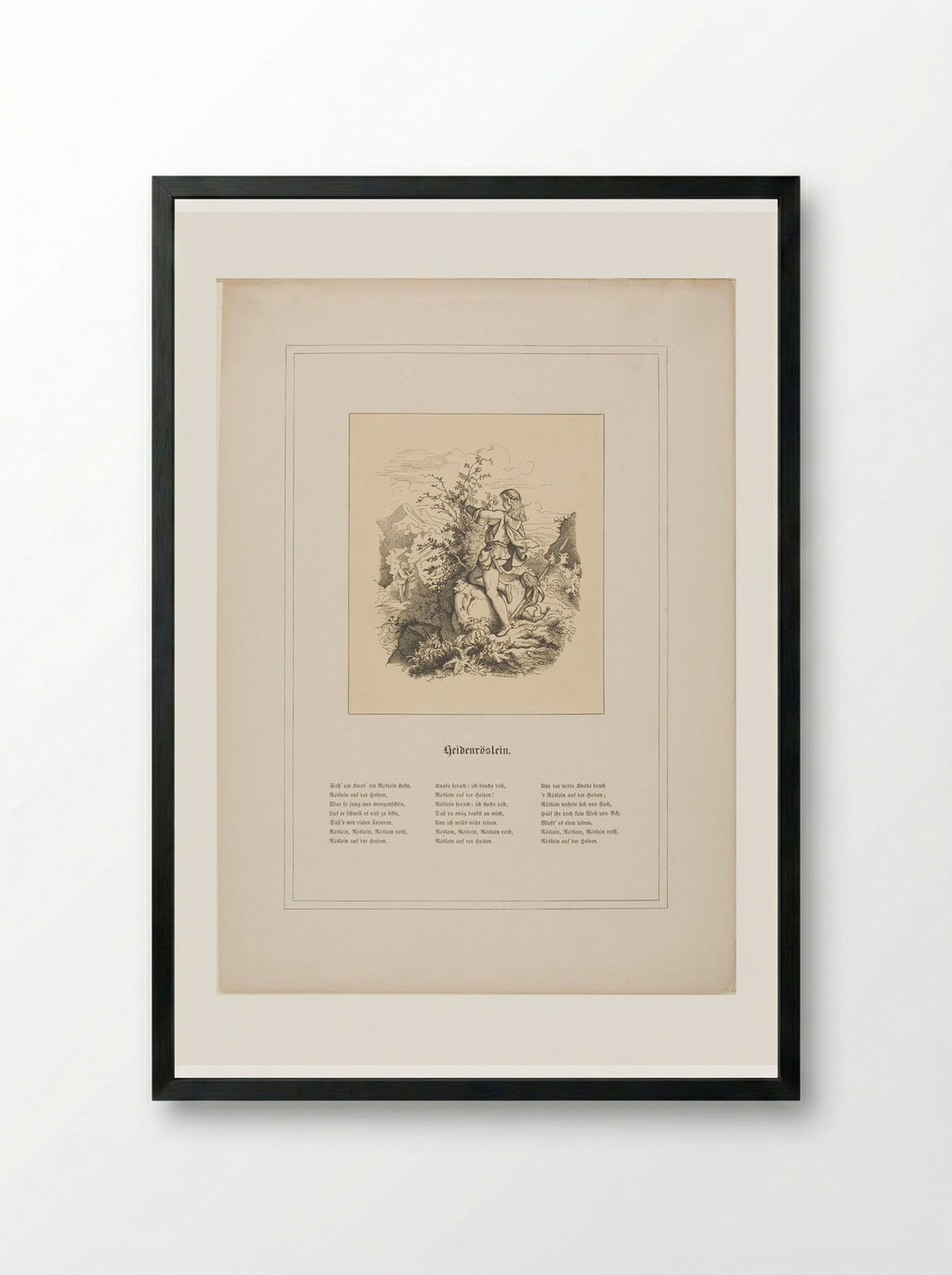 Heidenröslein - Adrian Ludwig Richter - Framed Print Black
