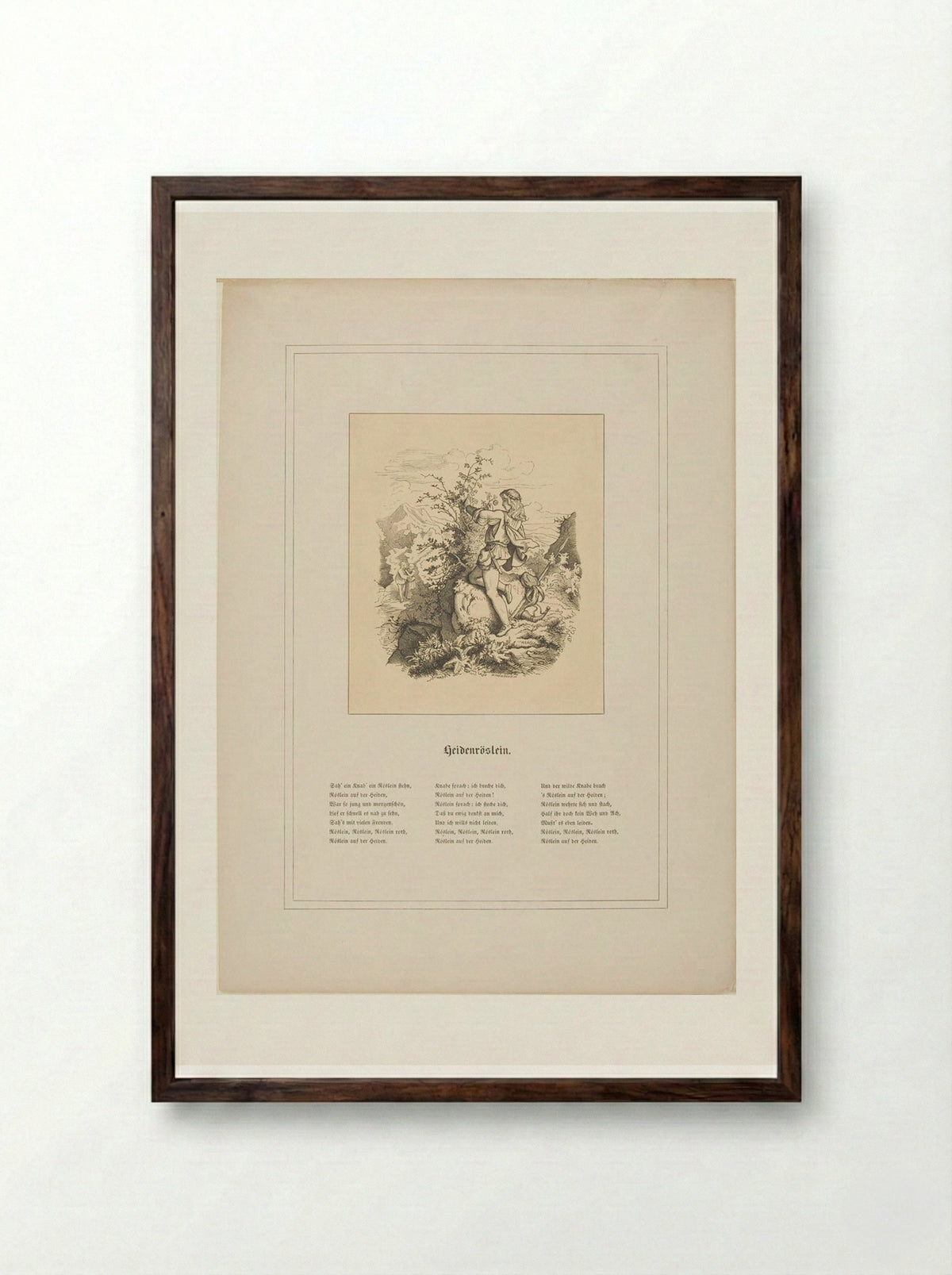 Heidenröslein - Adrian Ludwig Richter - Framed Print Dark Wood