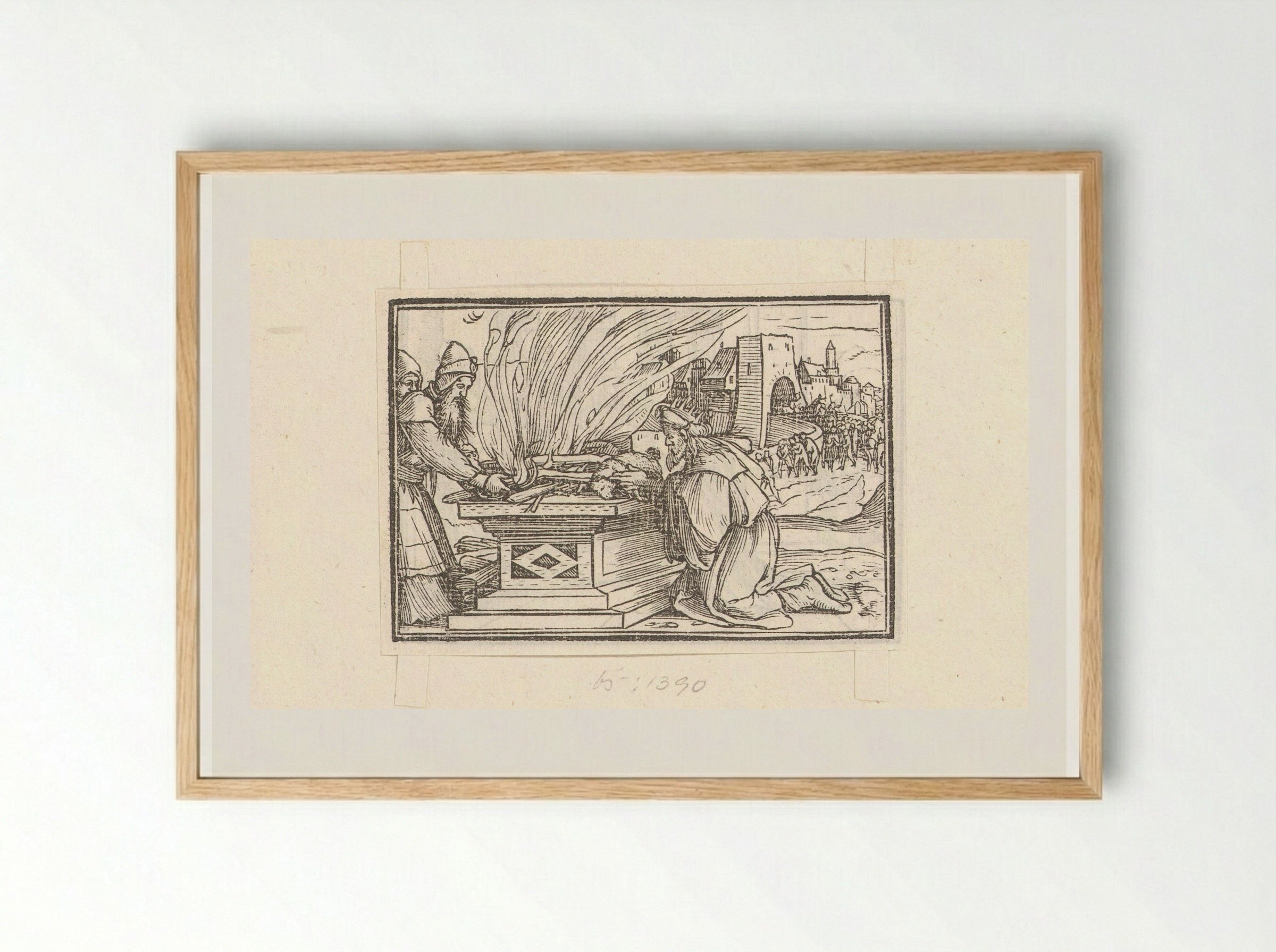 Heidens offer van koning Achaz - Veit Rudolf Specklin - Framed Print Wood