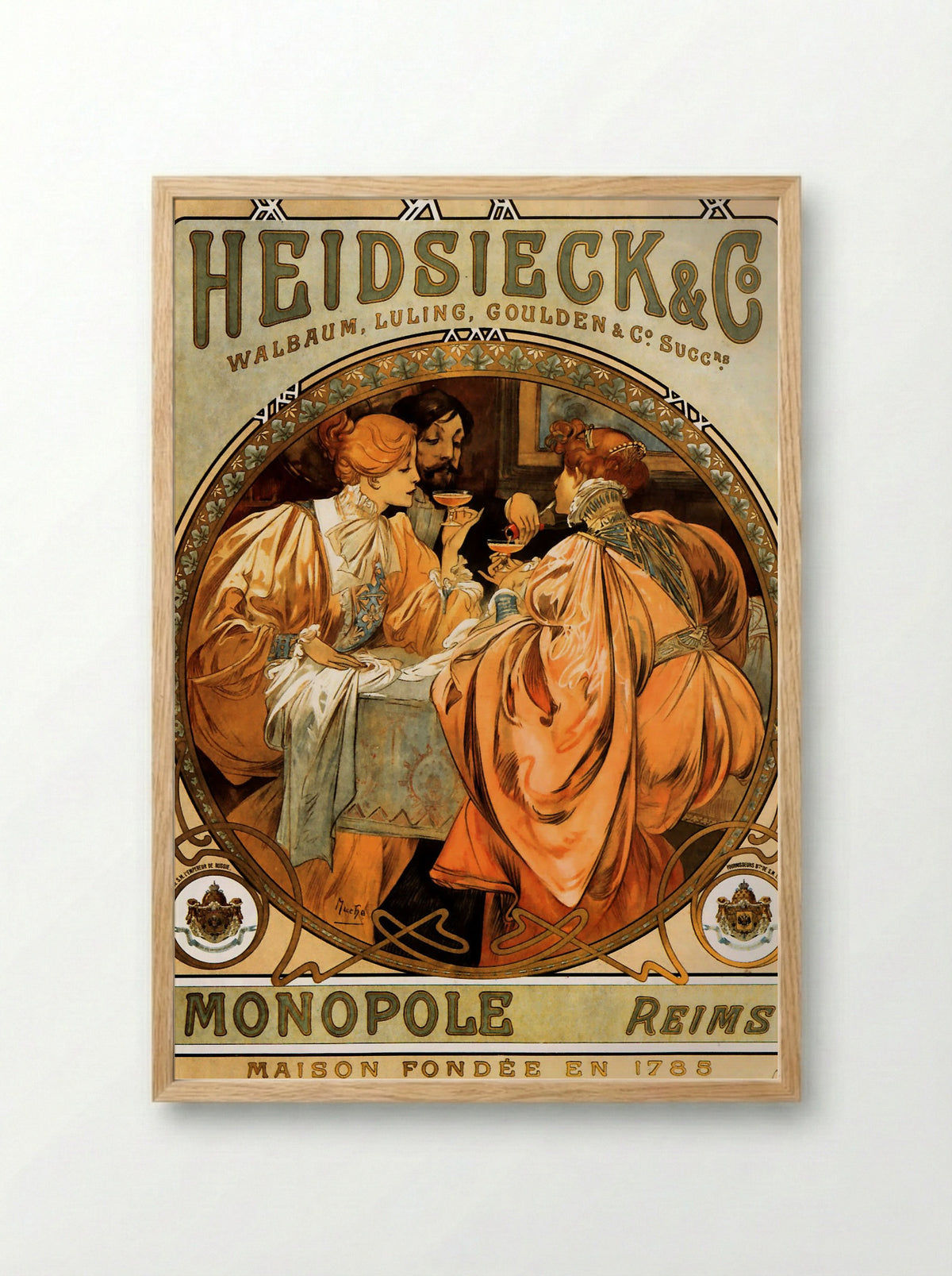 Heidsieck & Co. Monopole - Alphonse Mucha - Framed Print Wood