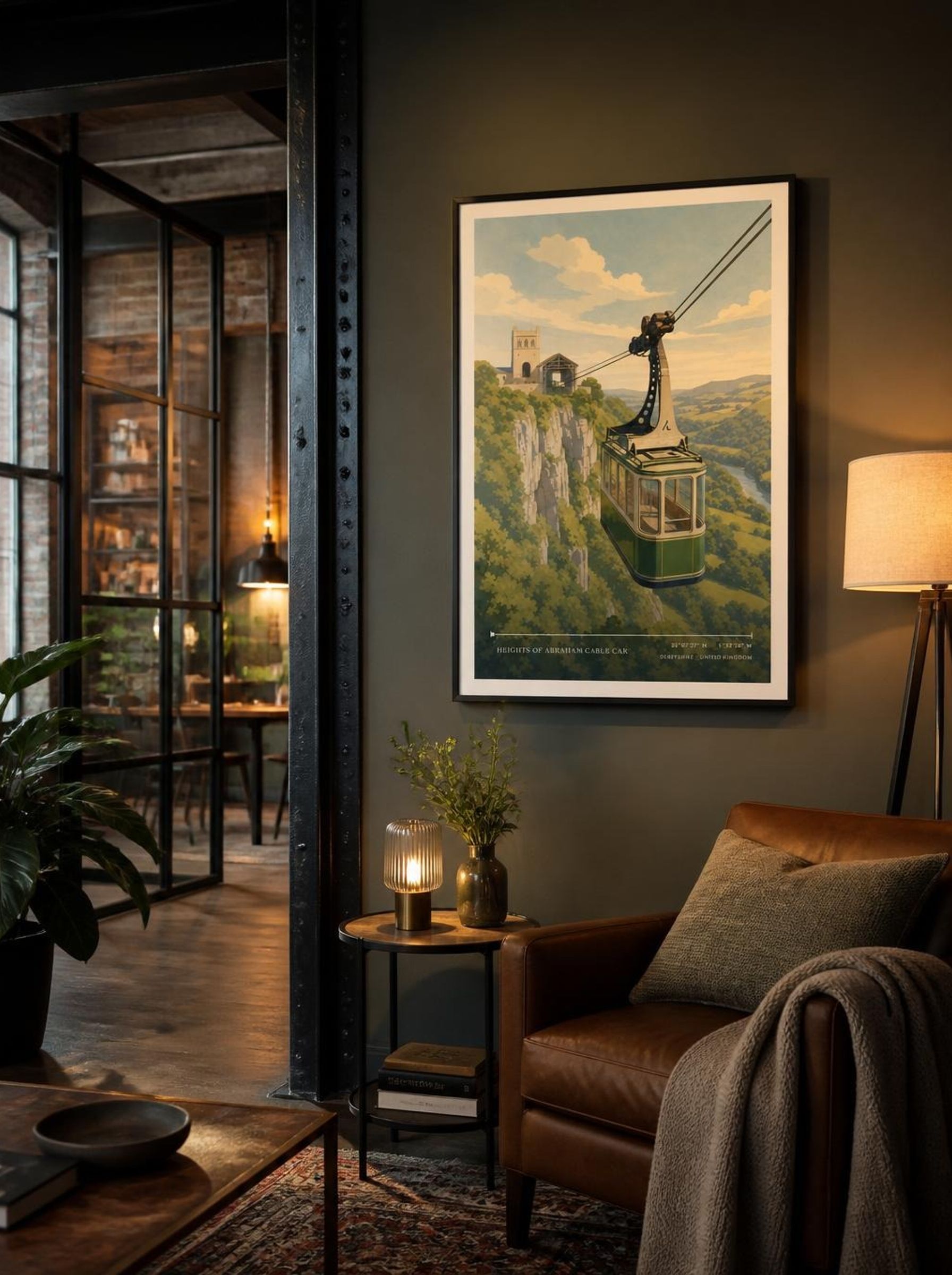 Heights of Abraham Cable Car Derbyshire United Kingdom Travel Poster - Lifestyle