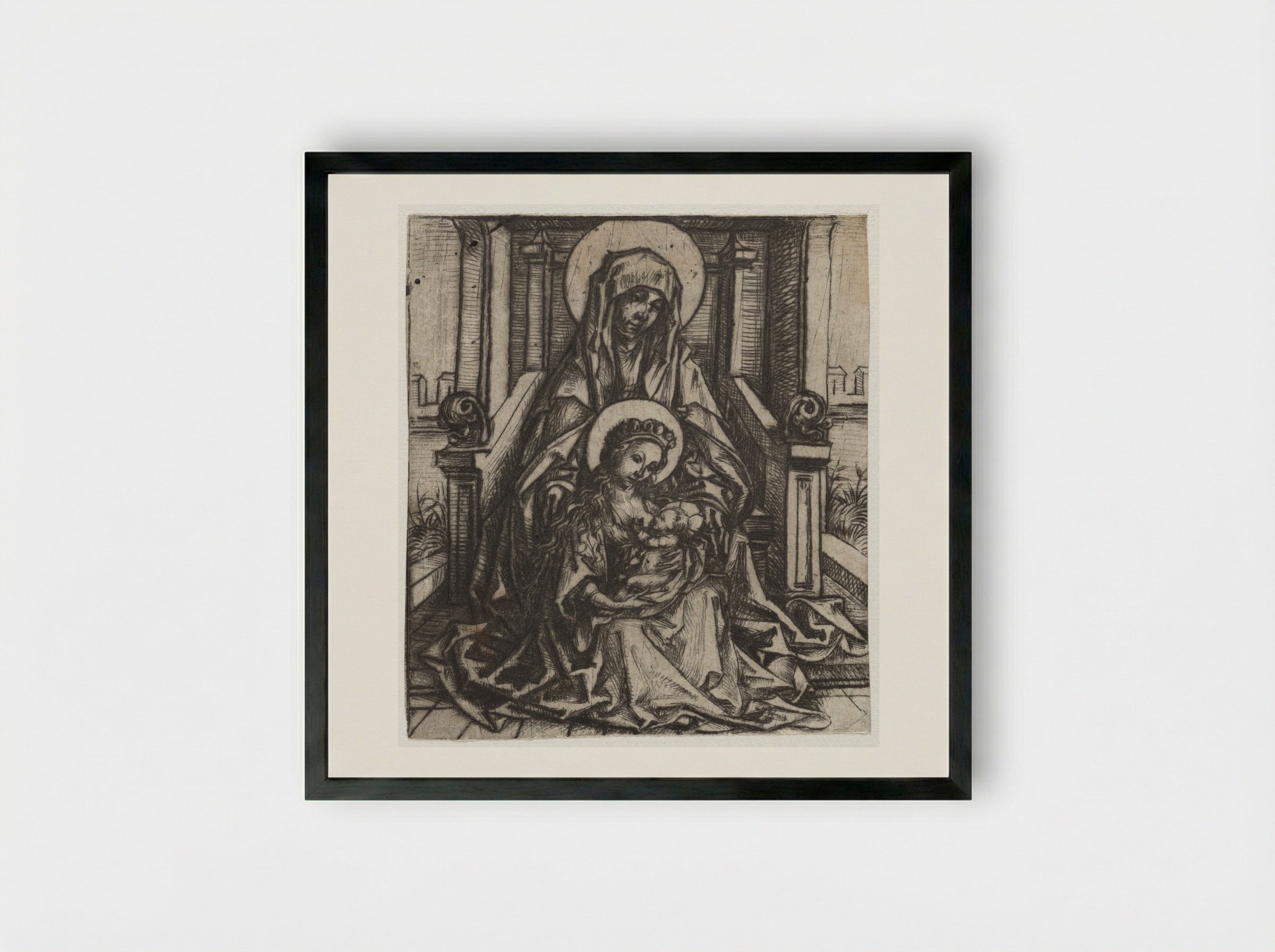 Heilige Anna-te-Drieën - Master of the Amsterdam Cabinet - Framed Print Black