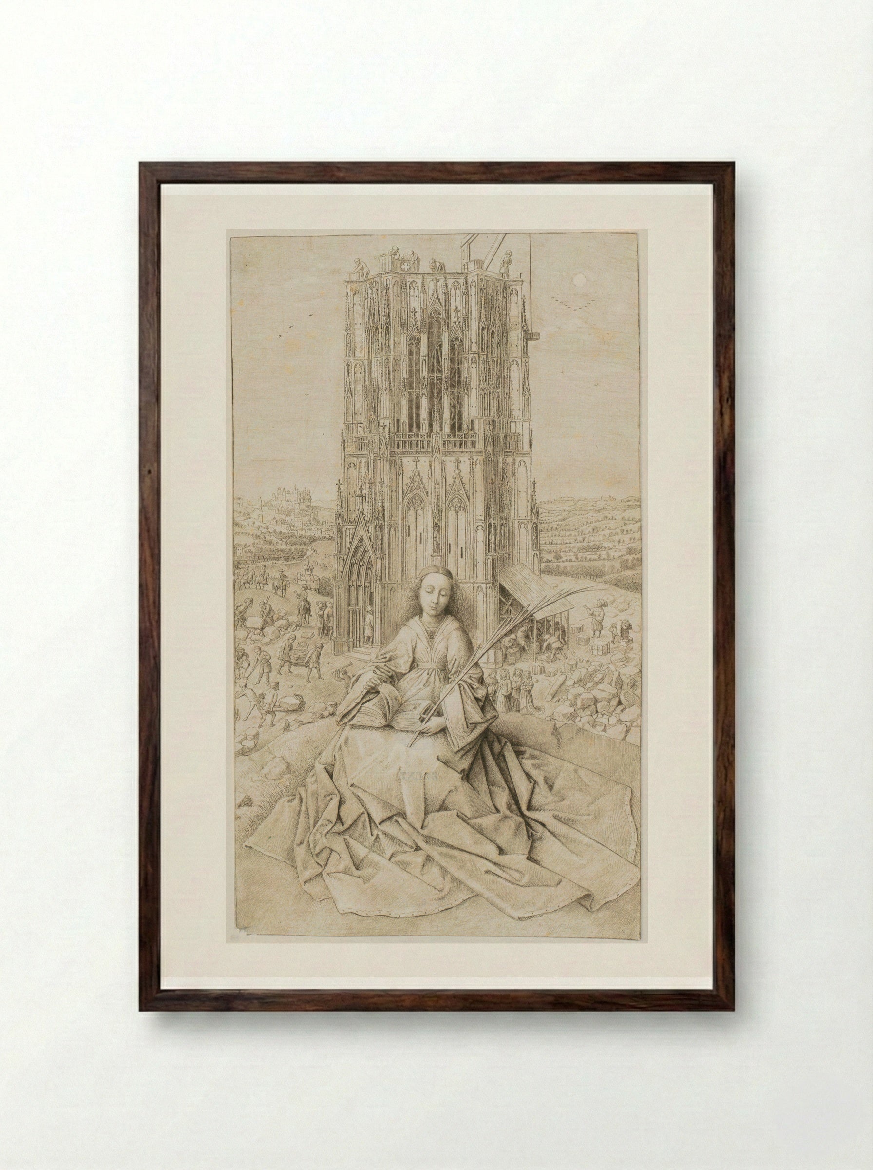 Heilige Barbara - Cornelis van Noorde - Framed Print Dark Wood