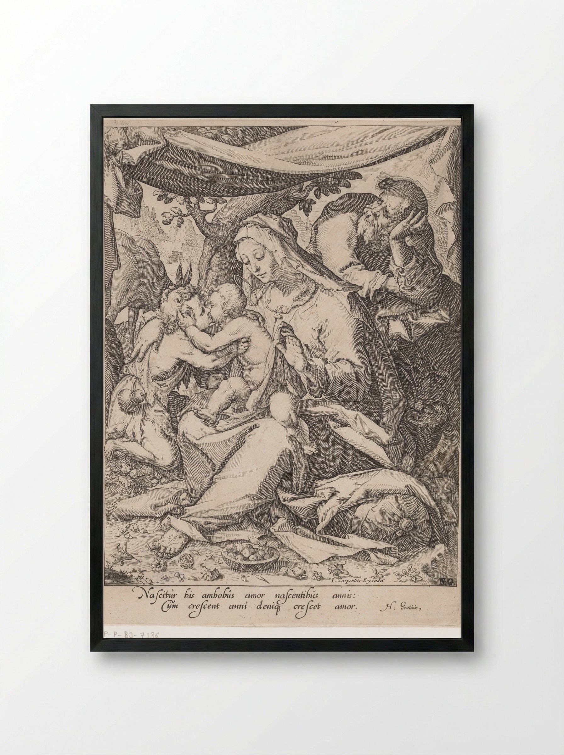Heilige Familie met Johannes de Doper - Zacharias Dolendo - Framed Print Black