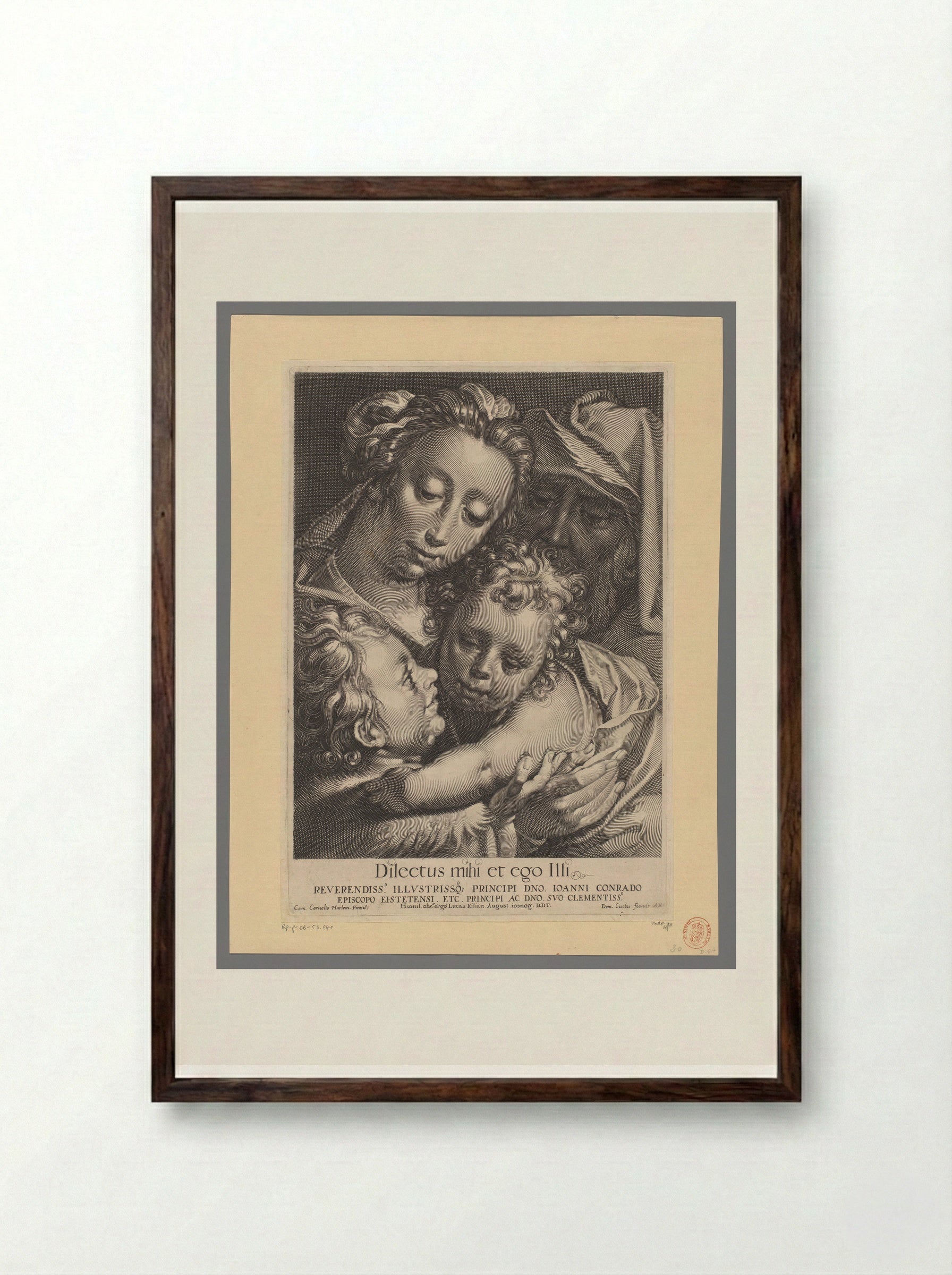 Heilige Familie met Johannes de Doper - Lucas Kilian - Framed Print Dark Wood