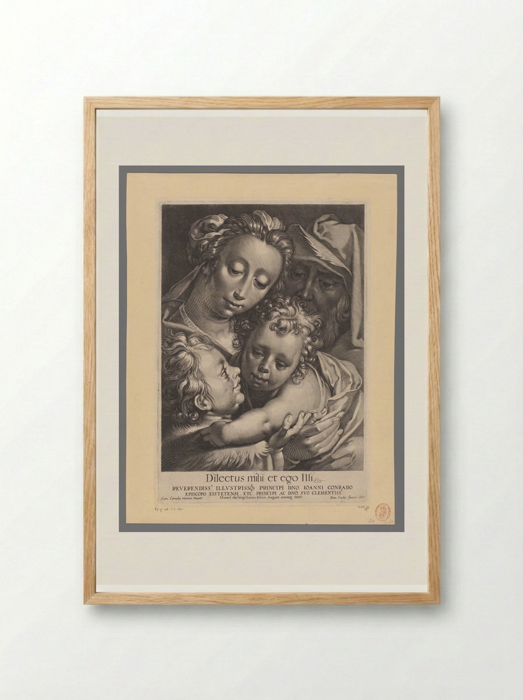 Heilige Familie met Johannes de Doper - Lucas Kilian - Framed Print Wood
