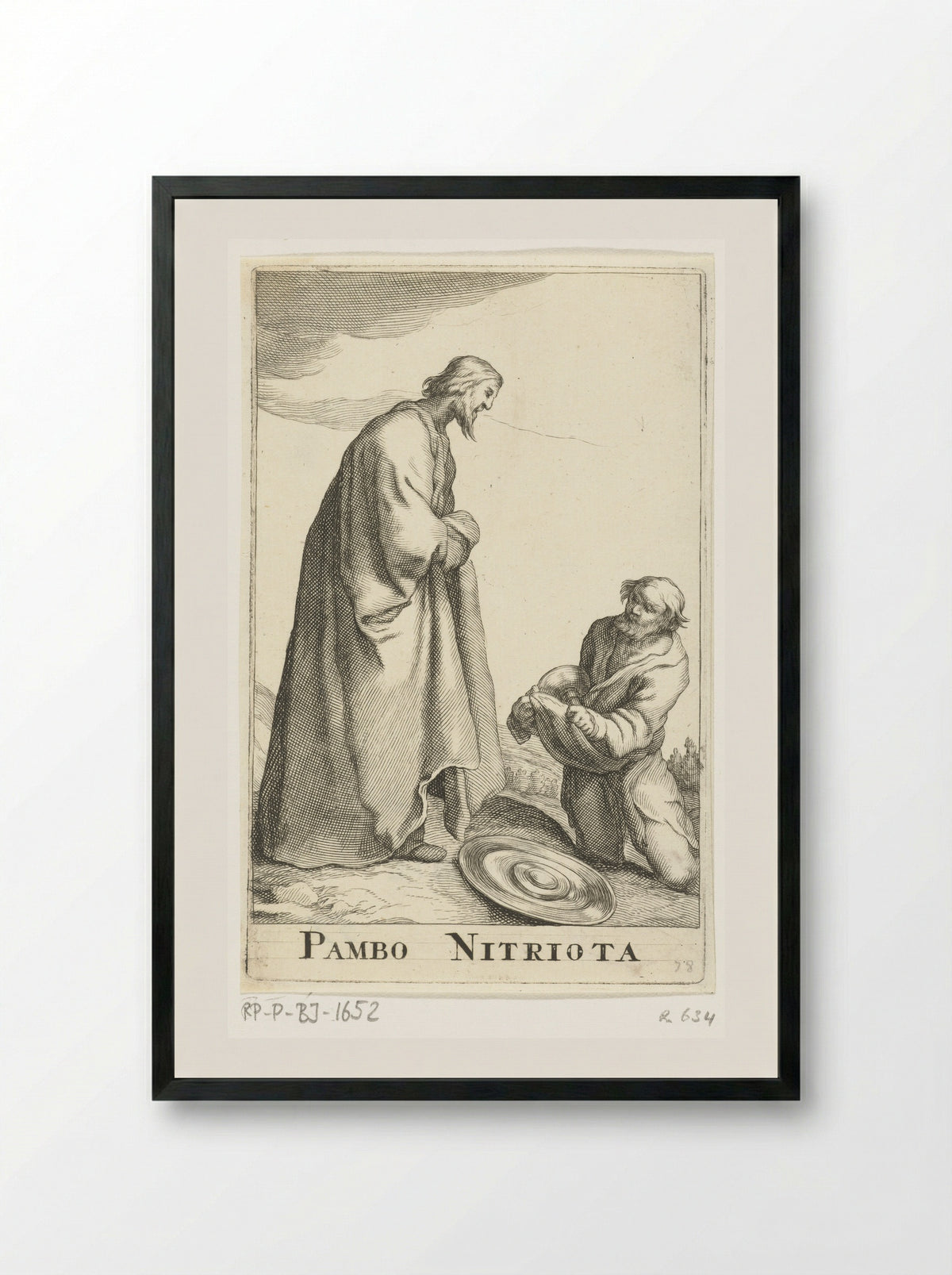 Heilige Pambo van Nitria - Frederick Bloemaert - Framed Print Black