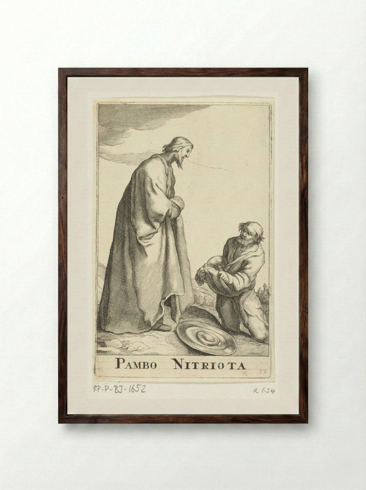 Heilige Pambo van Nitria - Frederick Bloemaert - Framed Print Dark Wood