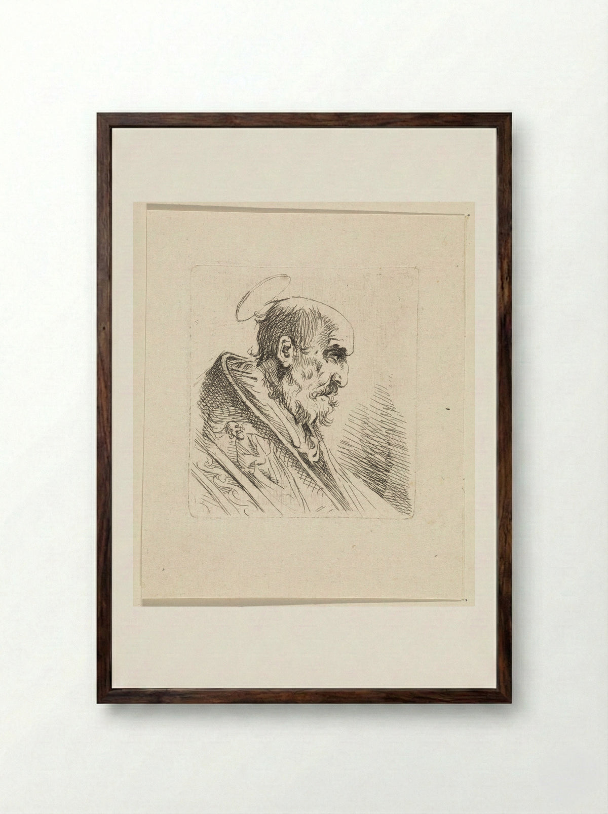 Heilige met nimbus - Henricus Turken - Framed Print Dark Wood