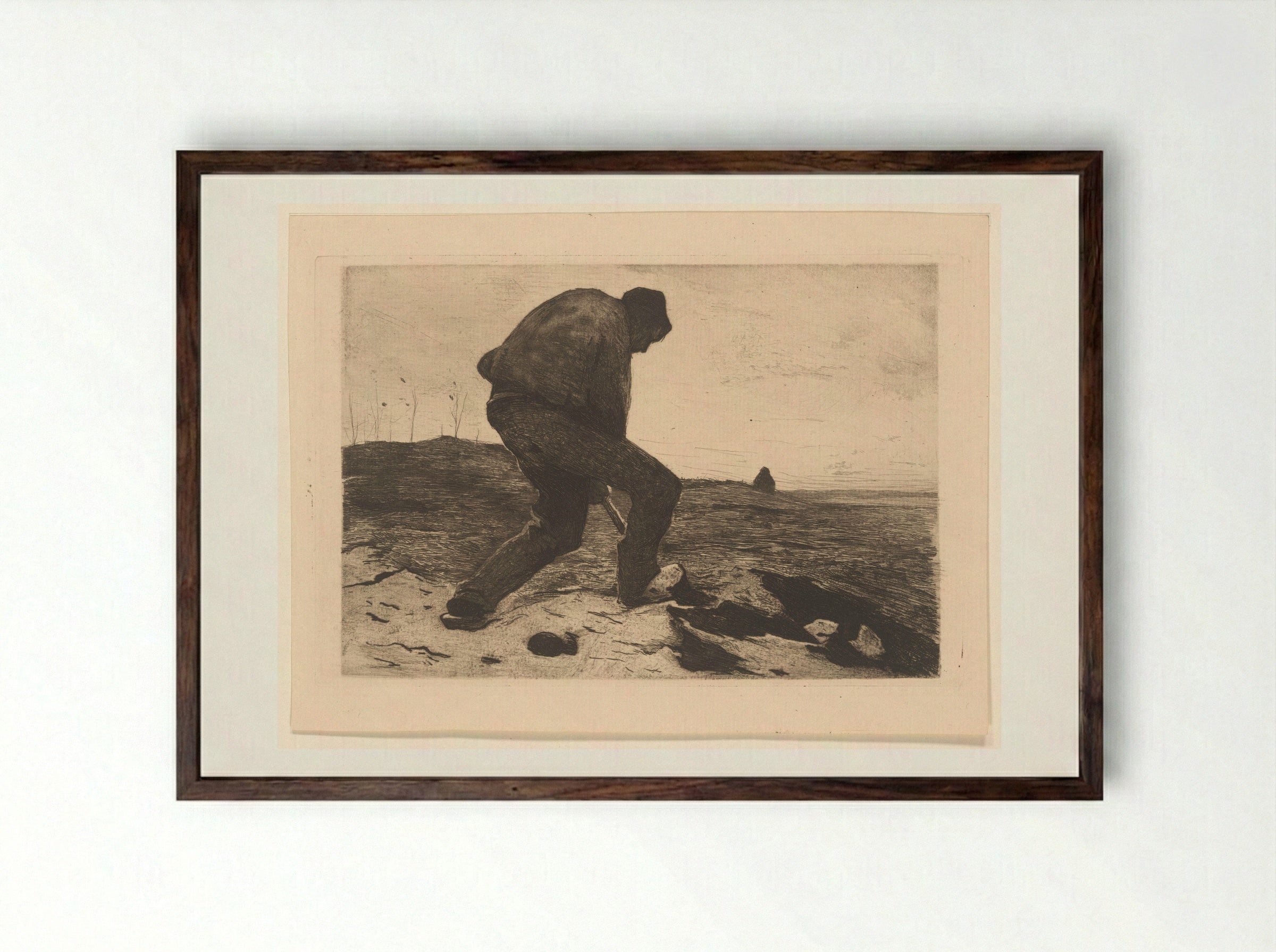 Heiwerker (Heath Worker) - Willem Witsen - Framed Print Dark Wood