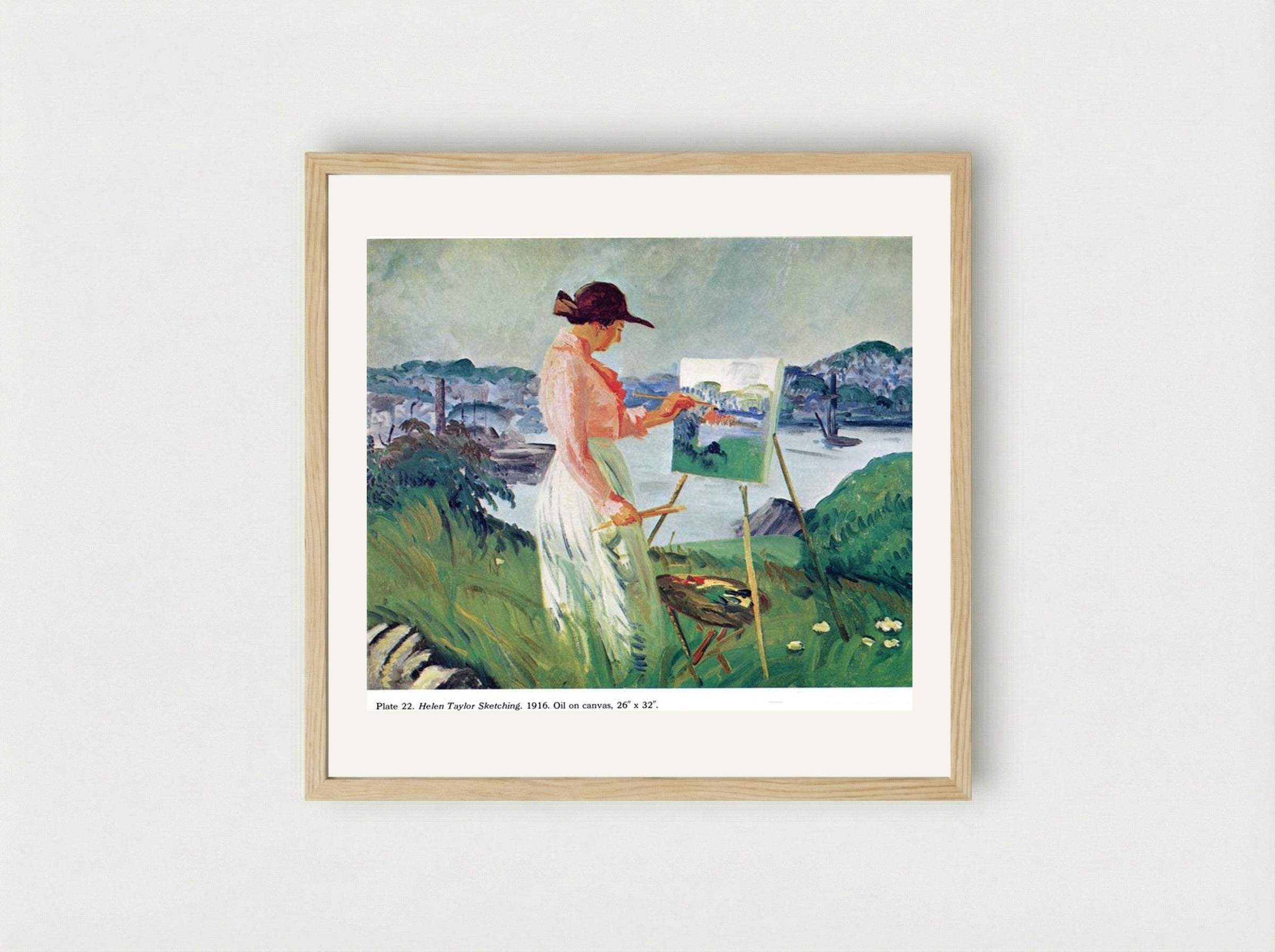 Helen Taylor Sketching - John French Sloan - Framed Print Wood