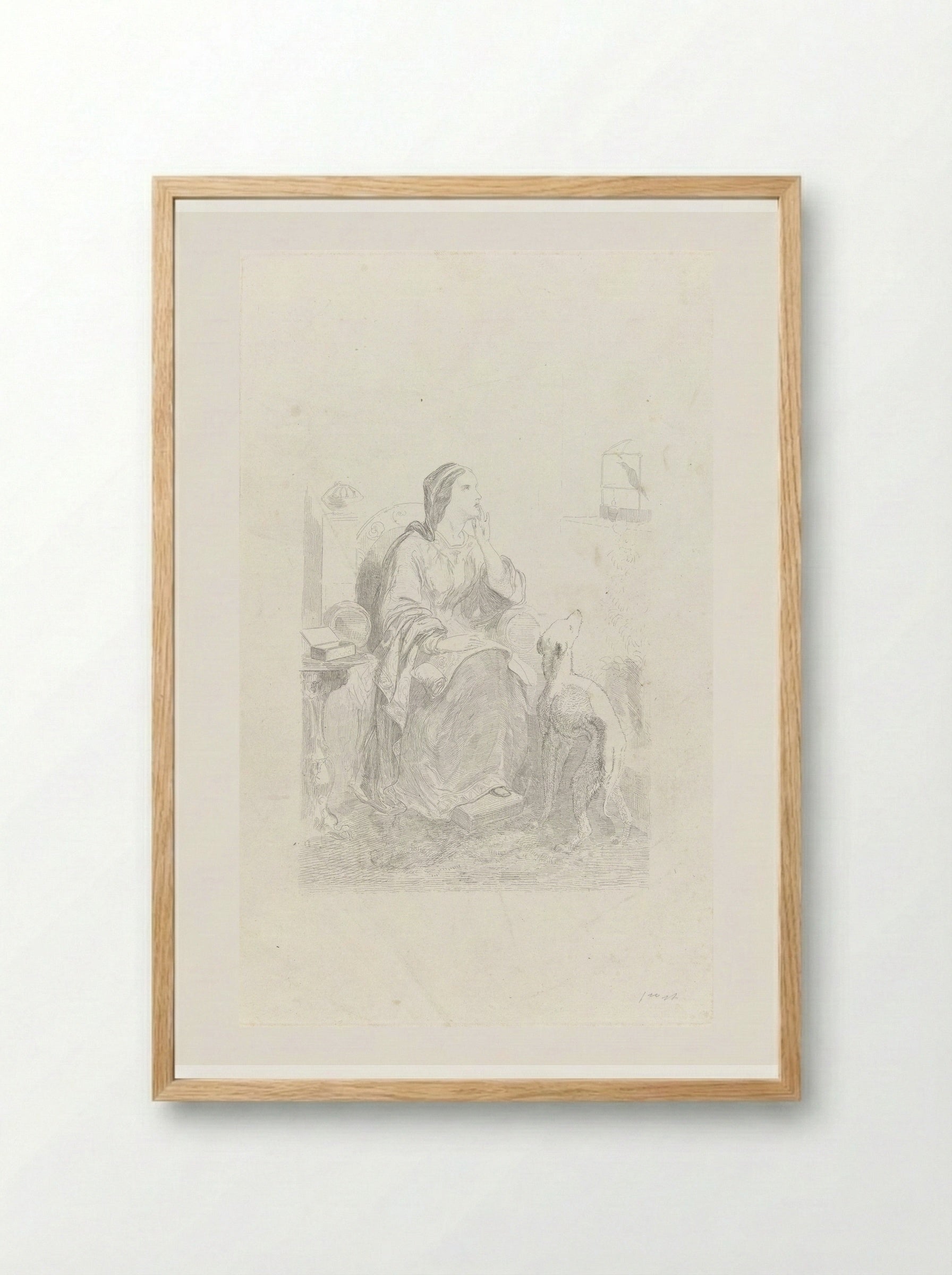 Helene kijkt door een venster - Charles Rochussen - Framed Print Wood