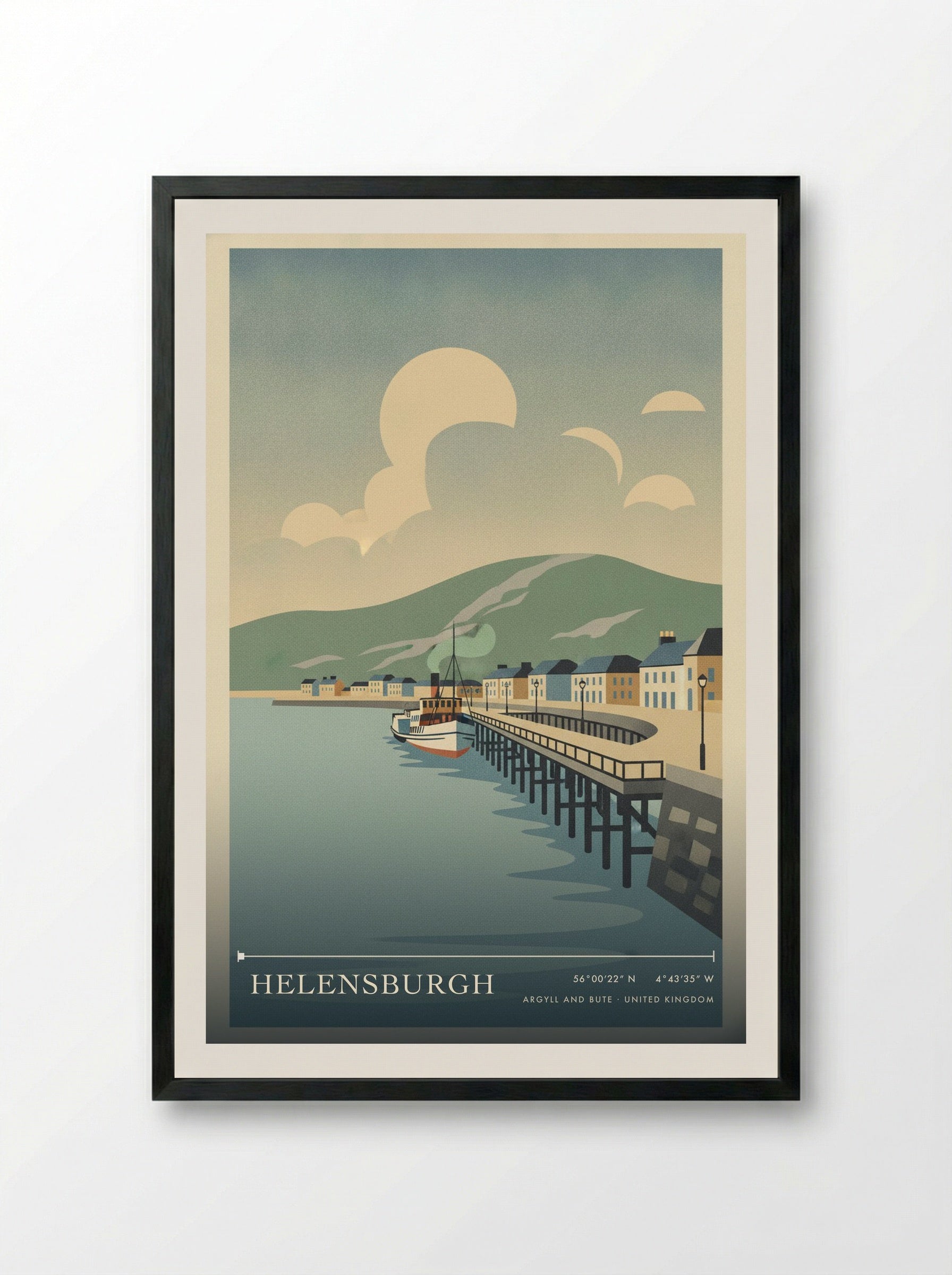 Helensburgh Argyll and Bute United Kingdom Travel Poster - Framed Print Black