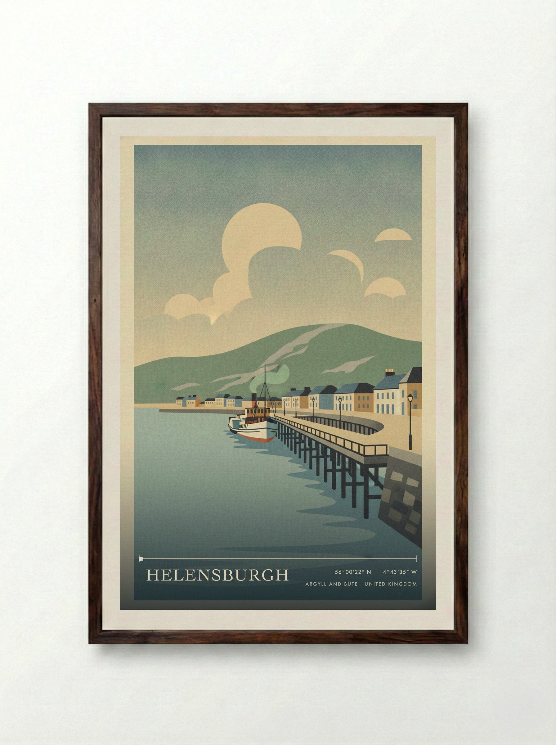 Helensburgh Argyll and Bute United Kingdom Travel Poster - Framed Print Dark Wood