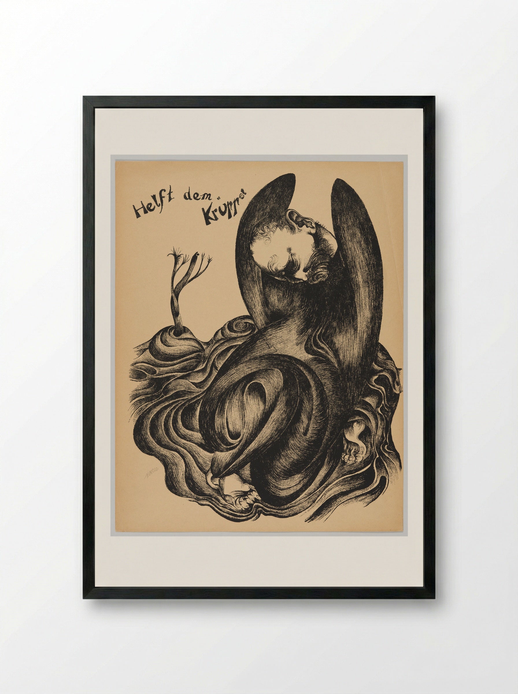 Helft dem Krüppel - Heinrich Hoerle - Framed Print Black