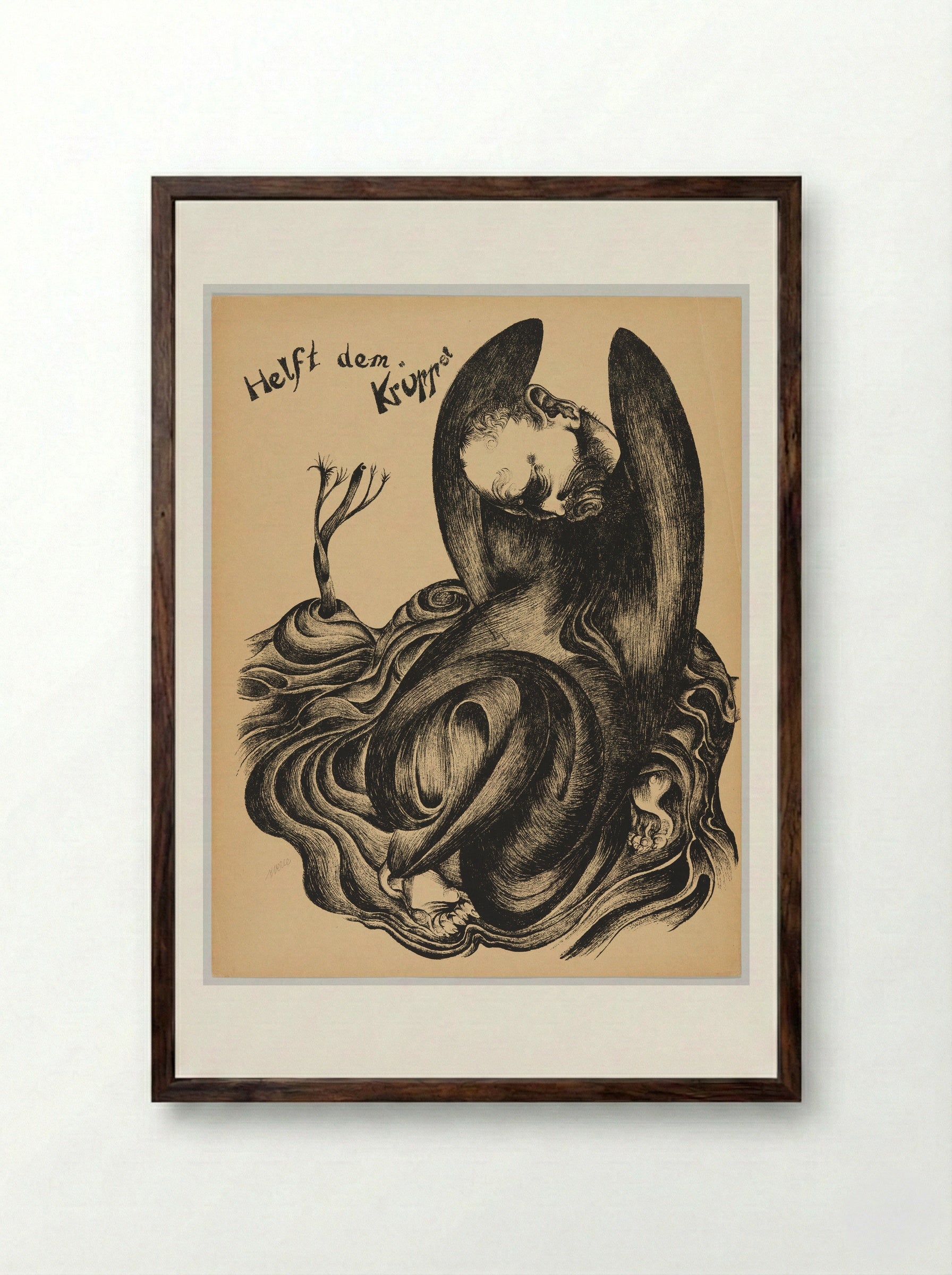 Helft dem Krüppel - Heinrich Hoerle - Framed Print Dark Wood