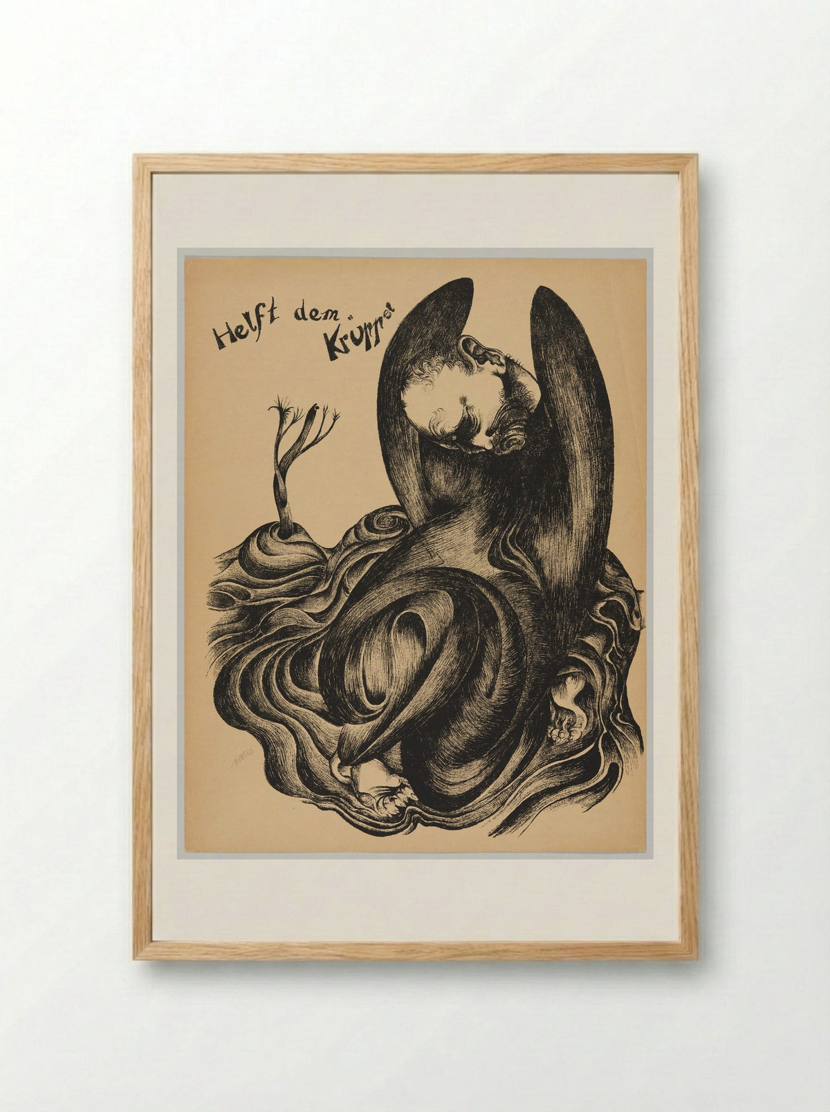 Helft dem Krüppel - Heinrich Hoerle - Framed Print Wood