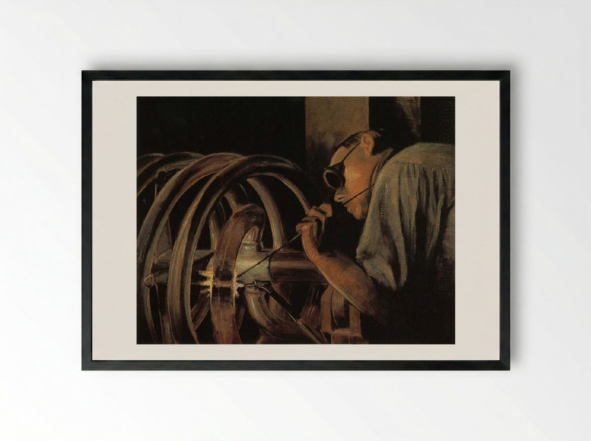 Helix Welder - Grant Wood - Framed Print Black