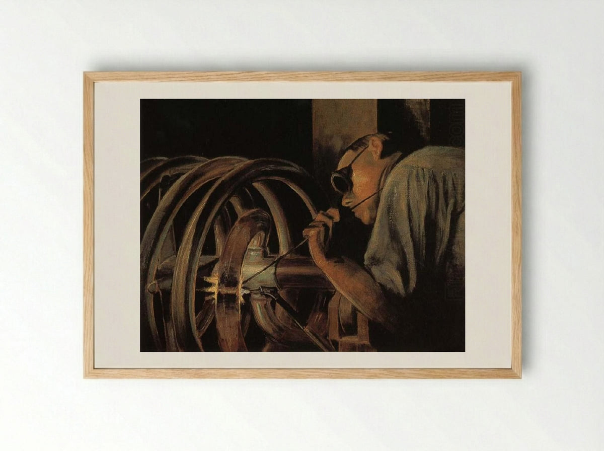 Helix Welder - Grant Wood - Framed Print Wood
