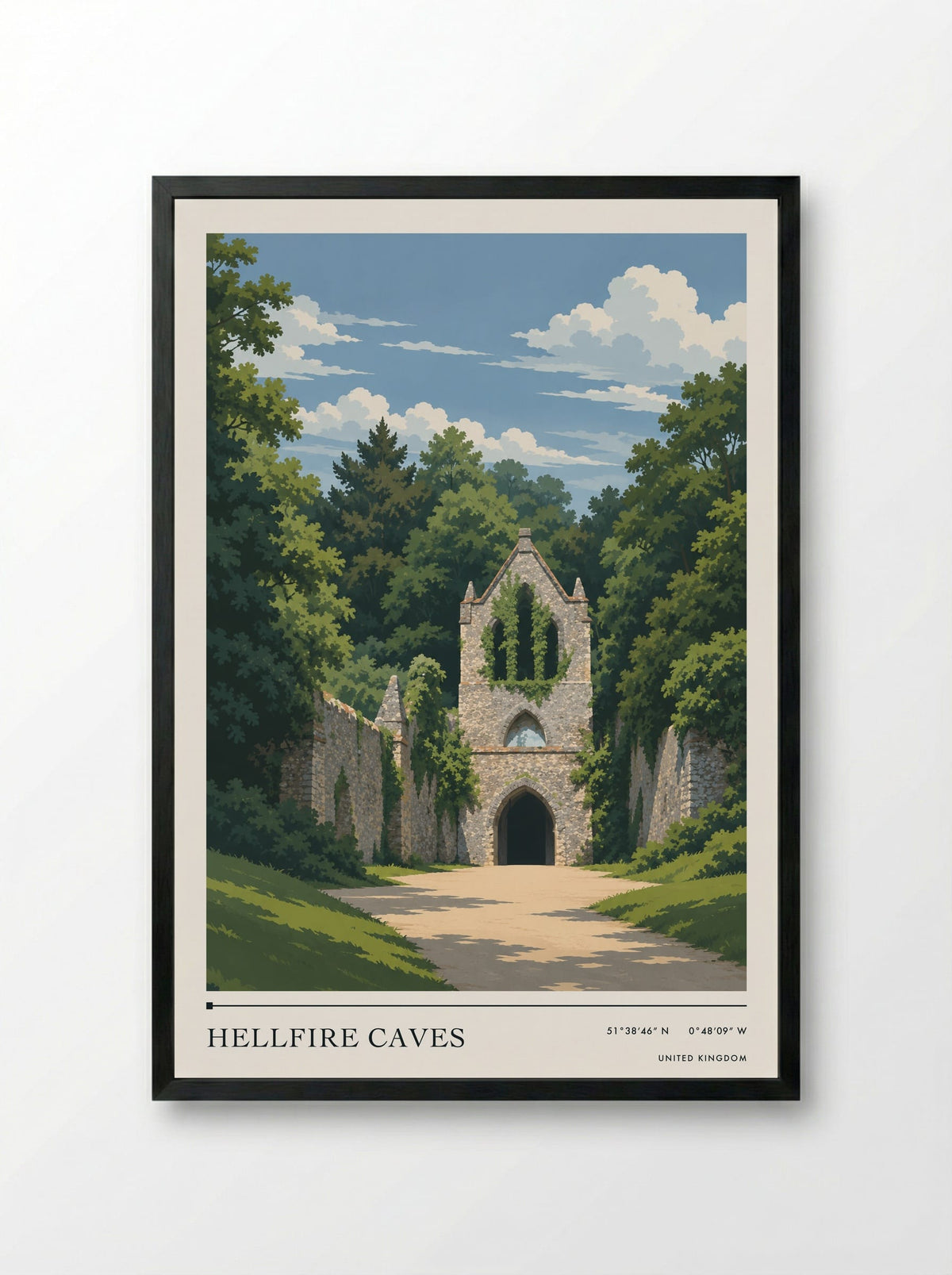 Hellfire Caves | Travel Poster - Framed Print Black