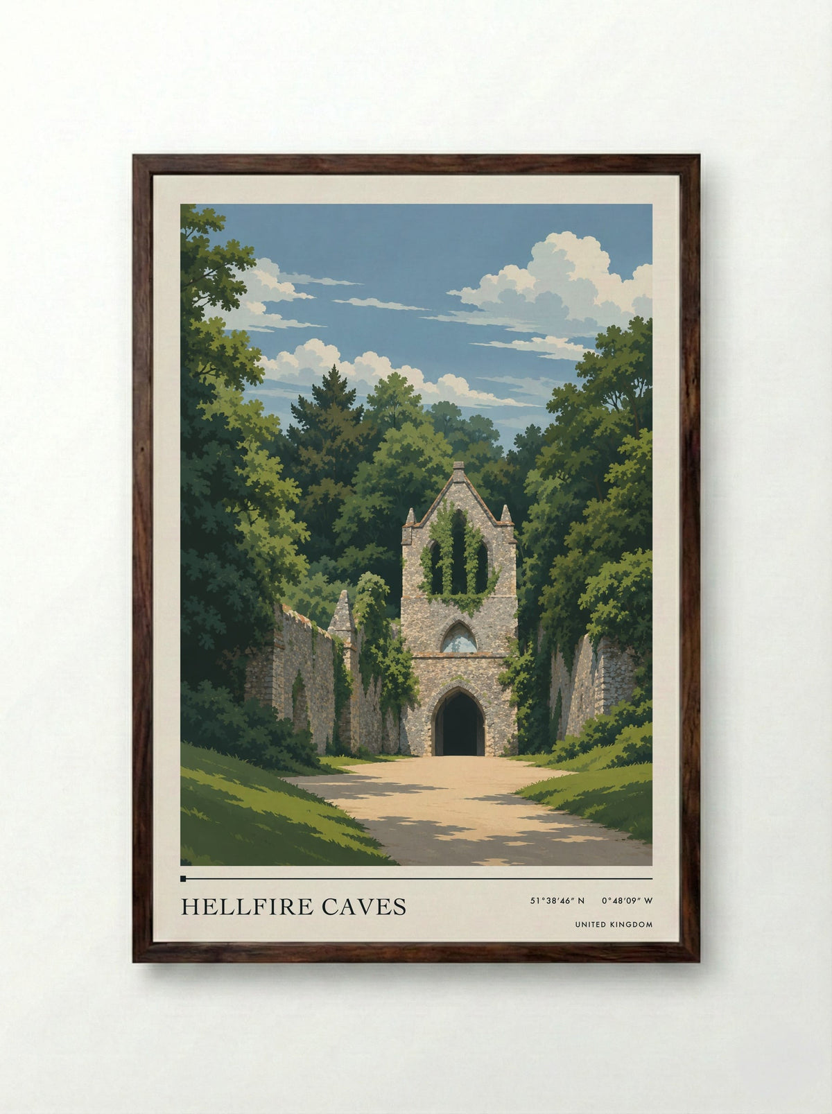 Hellfire Caves | Travel Poster - Framed Print Dark Wood