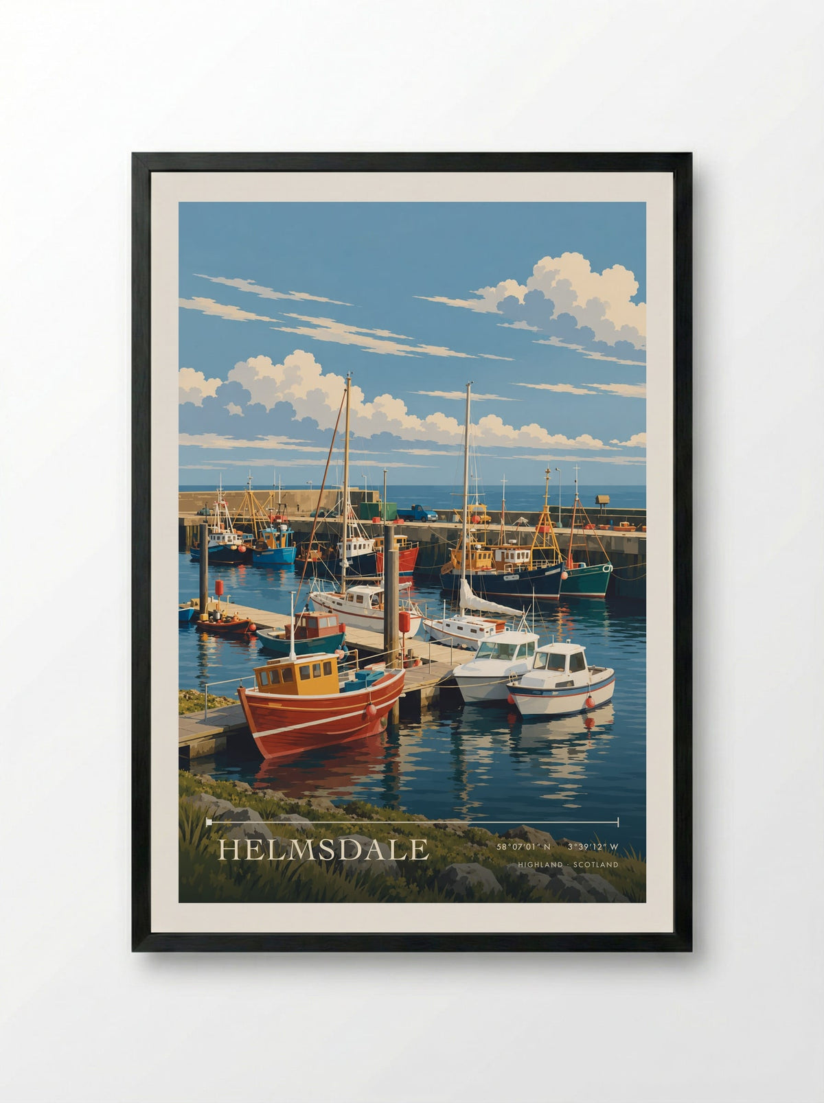 Helmsdale, Highland | Travel Poster - Framed Print Black