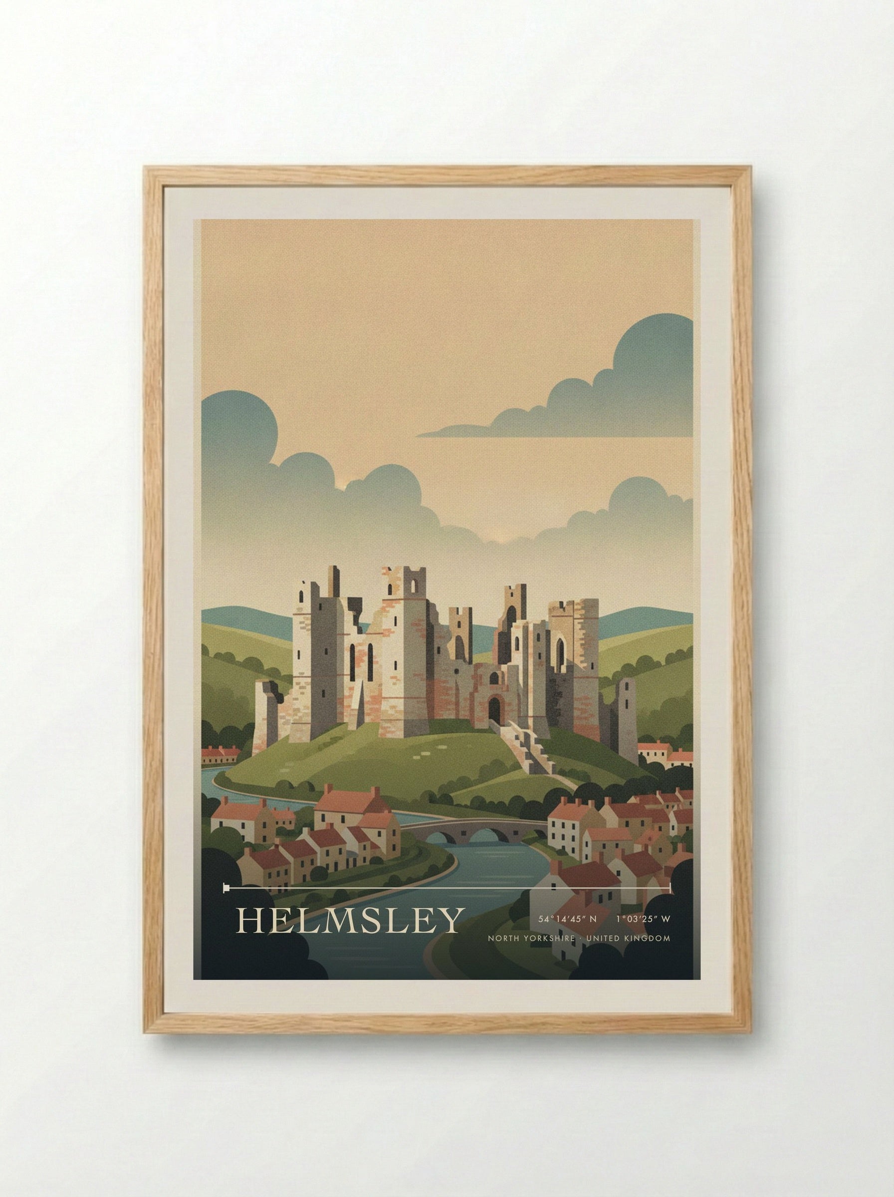 Helmsley North Yorkshire United Kingdom Travel Poster - Framed Print Wood