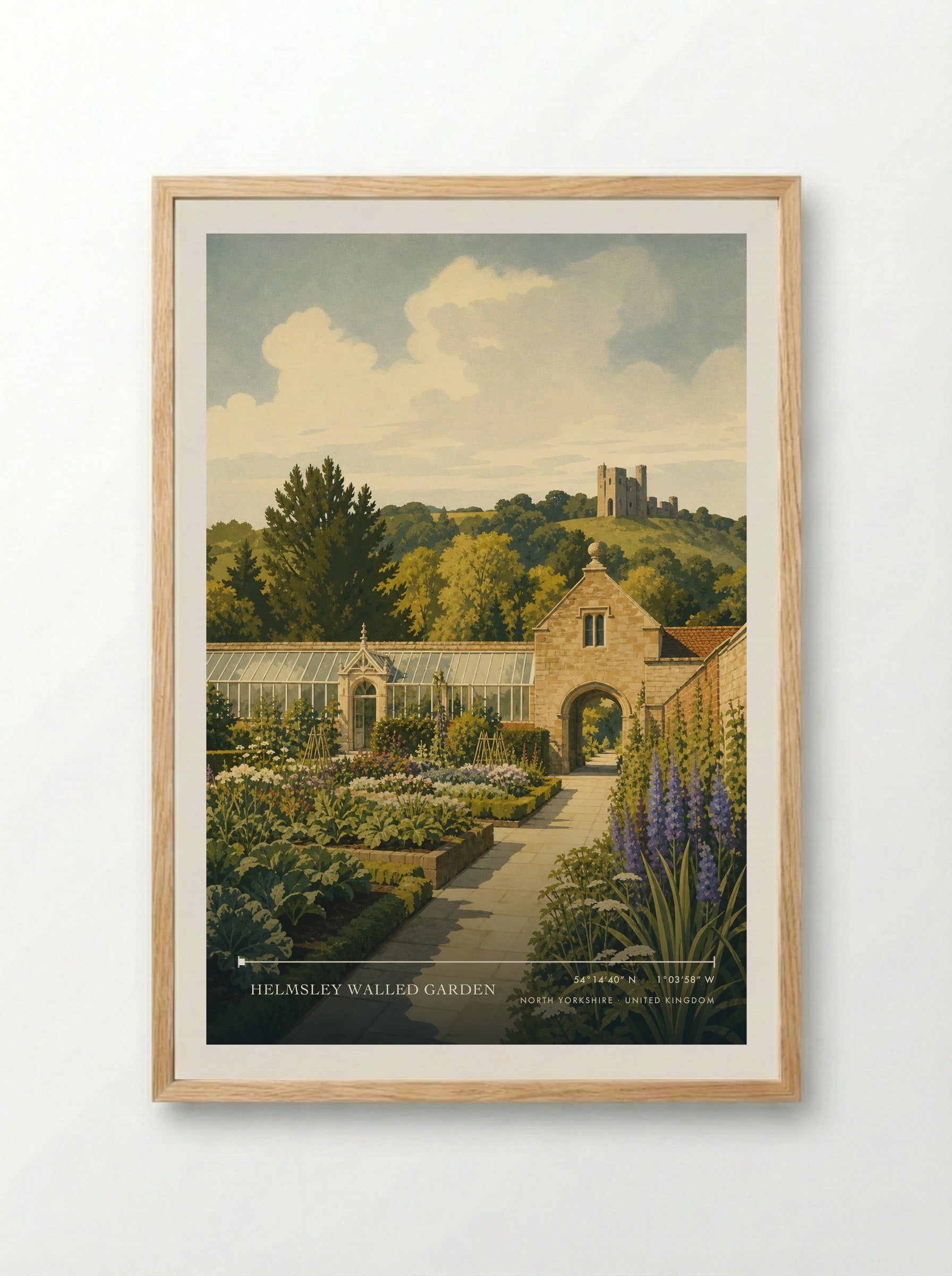 Helmsley Walled Garden North Yorkshire United Kingdom Travel Poster - Framed Print Wood