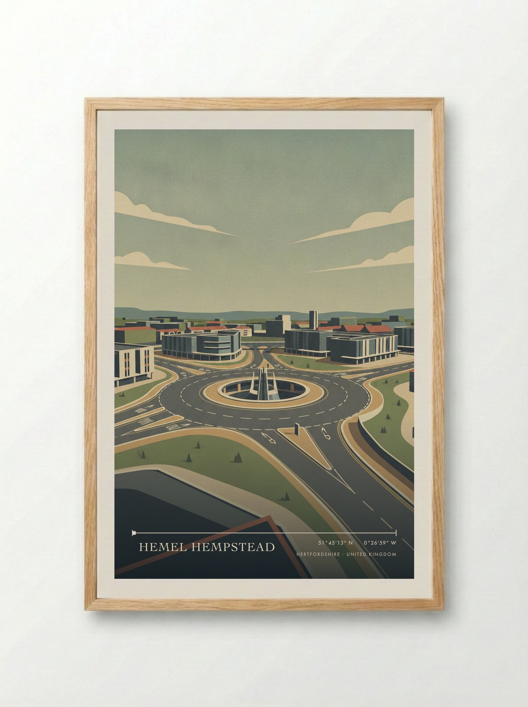 Hemel Hempstead Hertfordshire United Kingdom Travel Poster - Framed Print Wood