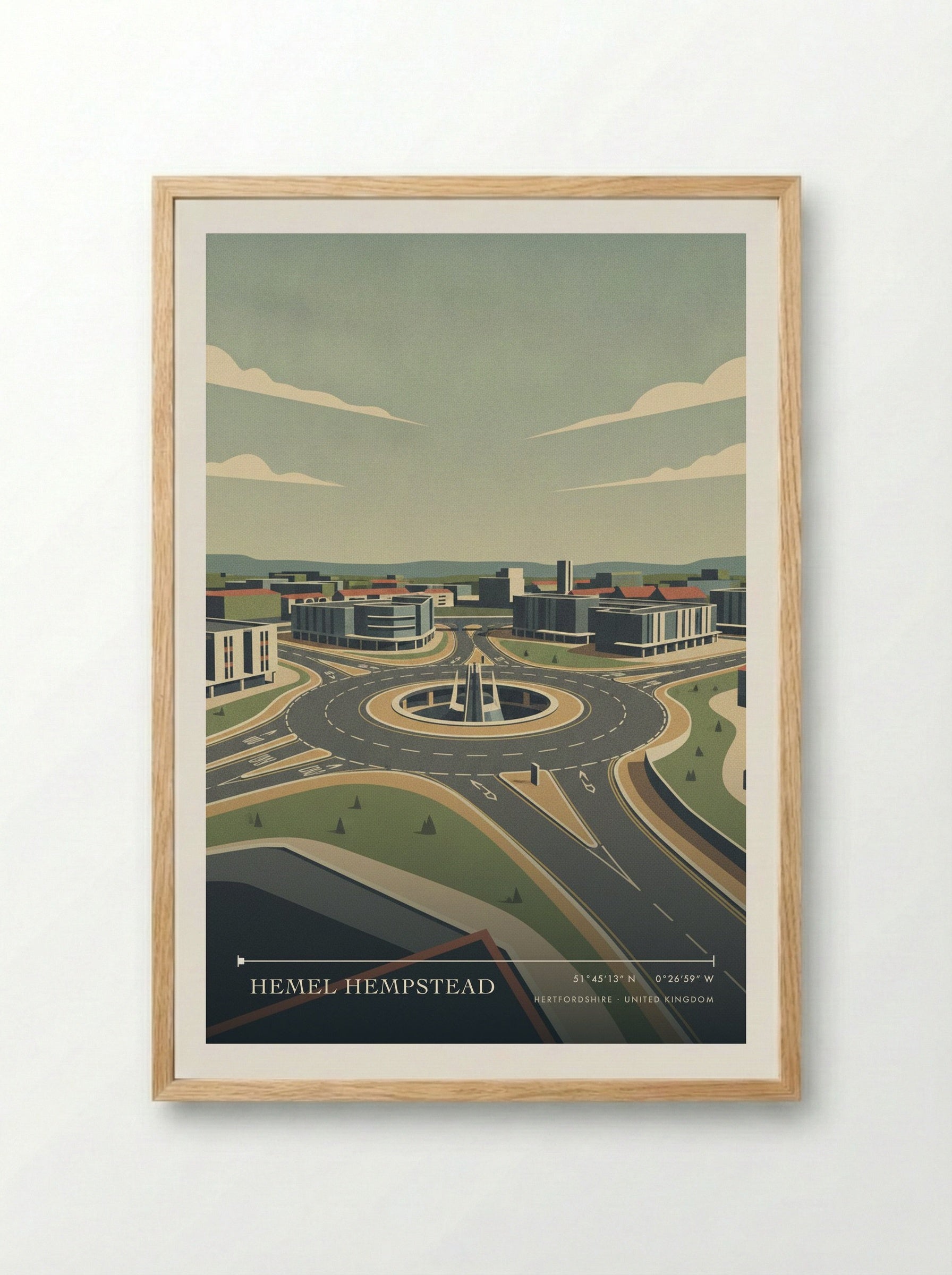 Hemel Hempstead Hertfordshire United Kingdom Travel Poster - Framed Print Wood