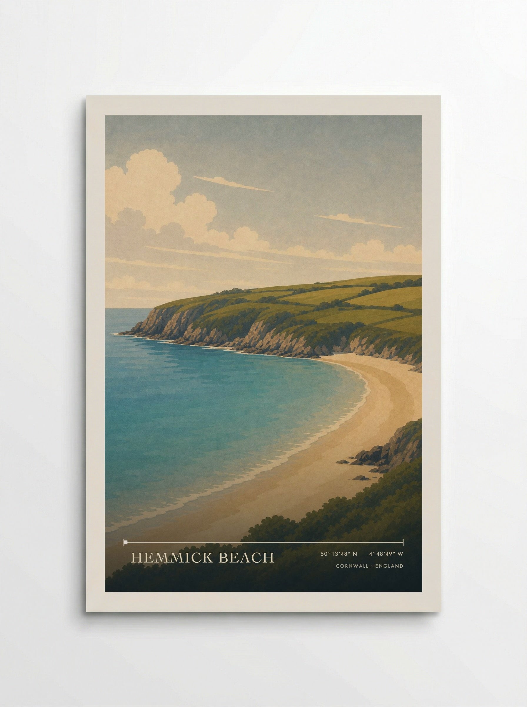 Hemmick Beach Cornwall England Travel Poster - Poster